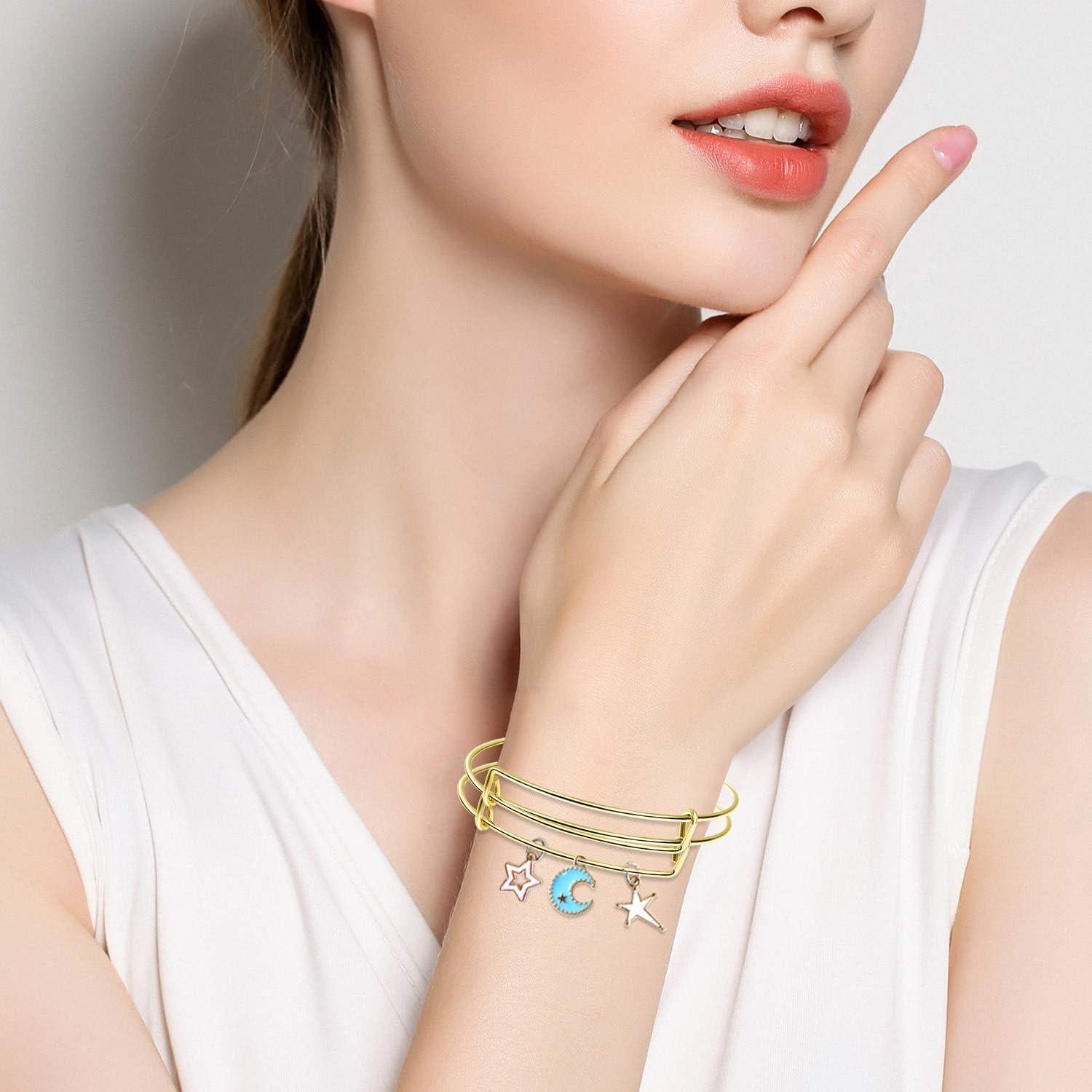 60 Pulseras Expandibles de Alambre de Acero UPINS Oro Ajustables