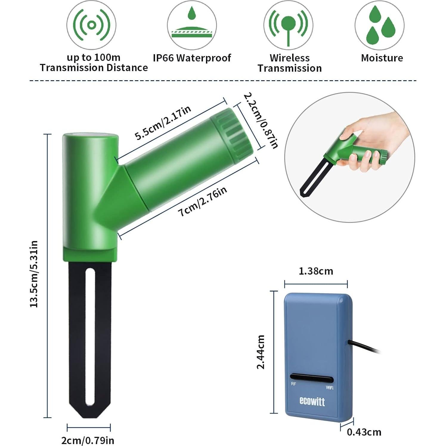 Kit Medidor Humedad Suelo Ecowitt GW1106 con Wi-Fi
