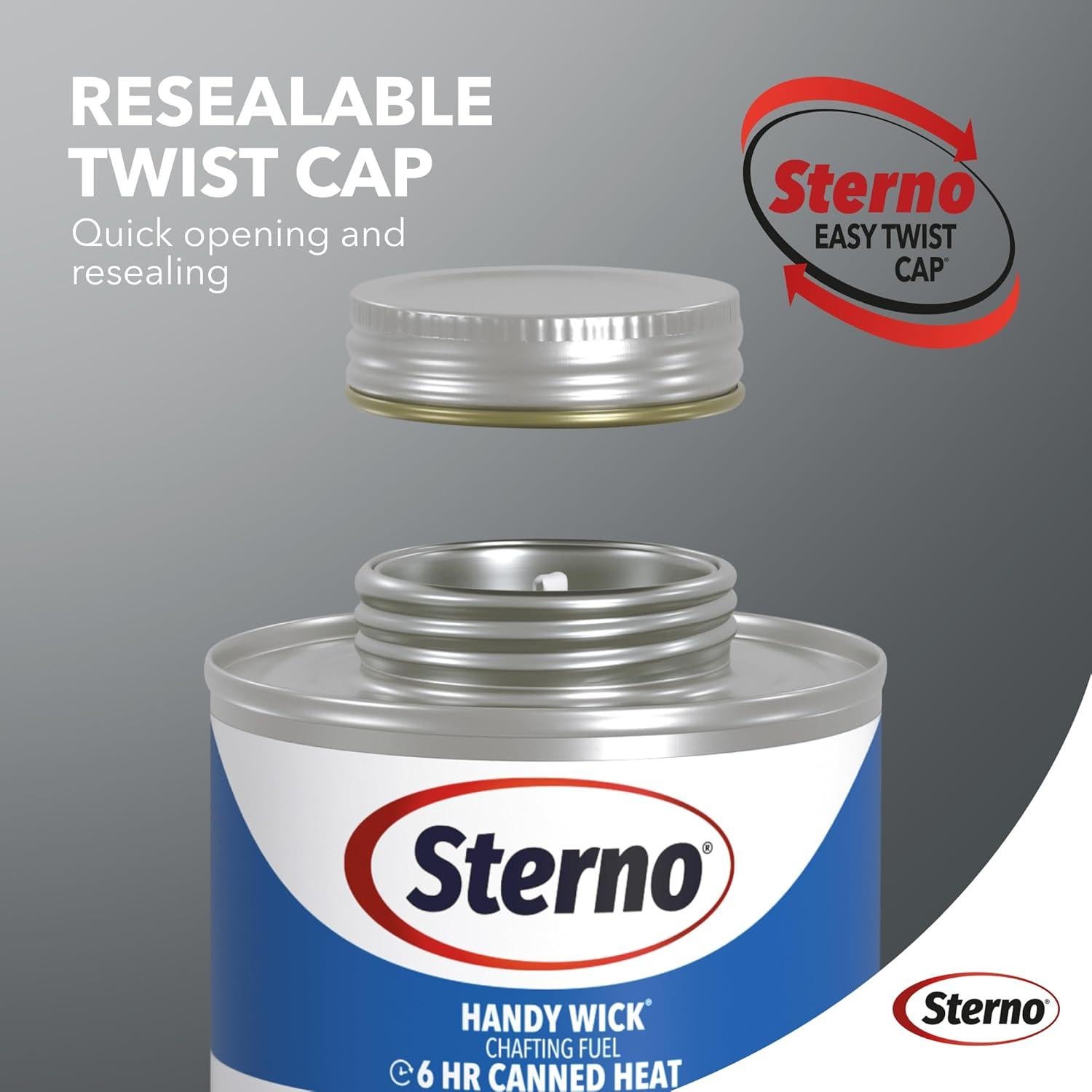 Latas de Combustible Sterno Handy Wick - Paquete de 6, 6 Horas