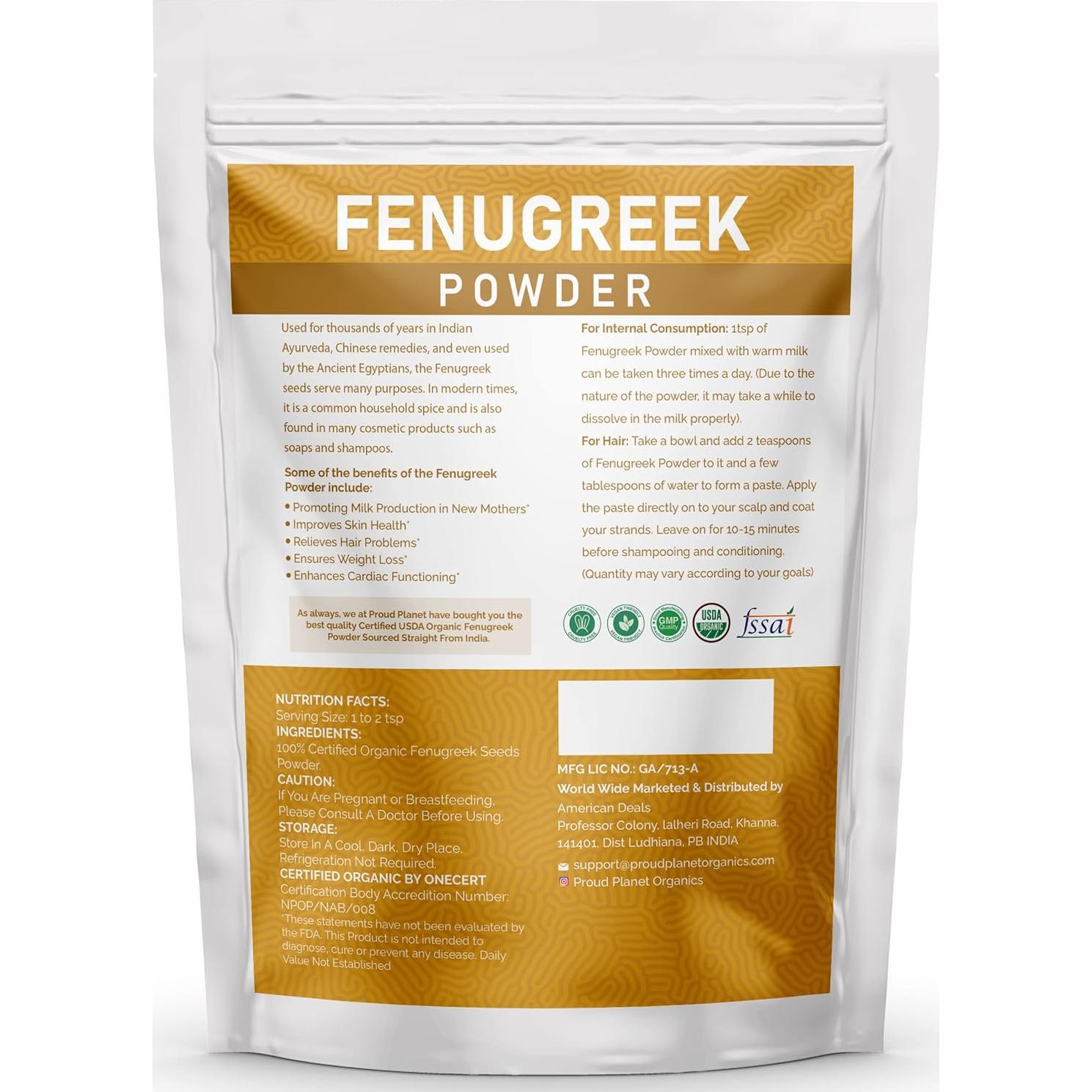 Polvo de Fenogreco Orgánico 454g Proud Planet - Salud y Belleza