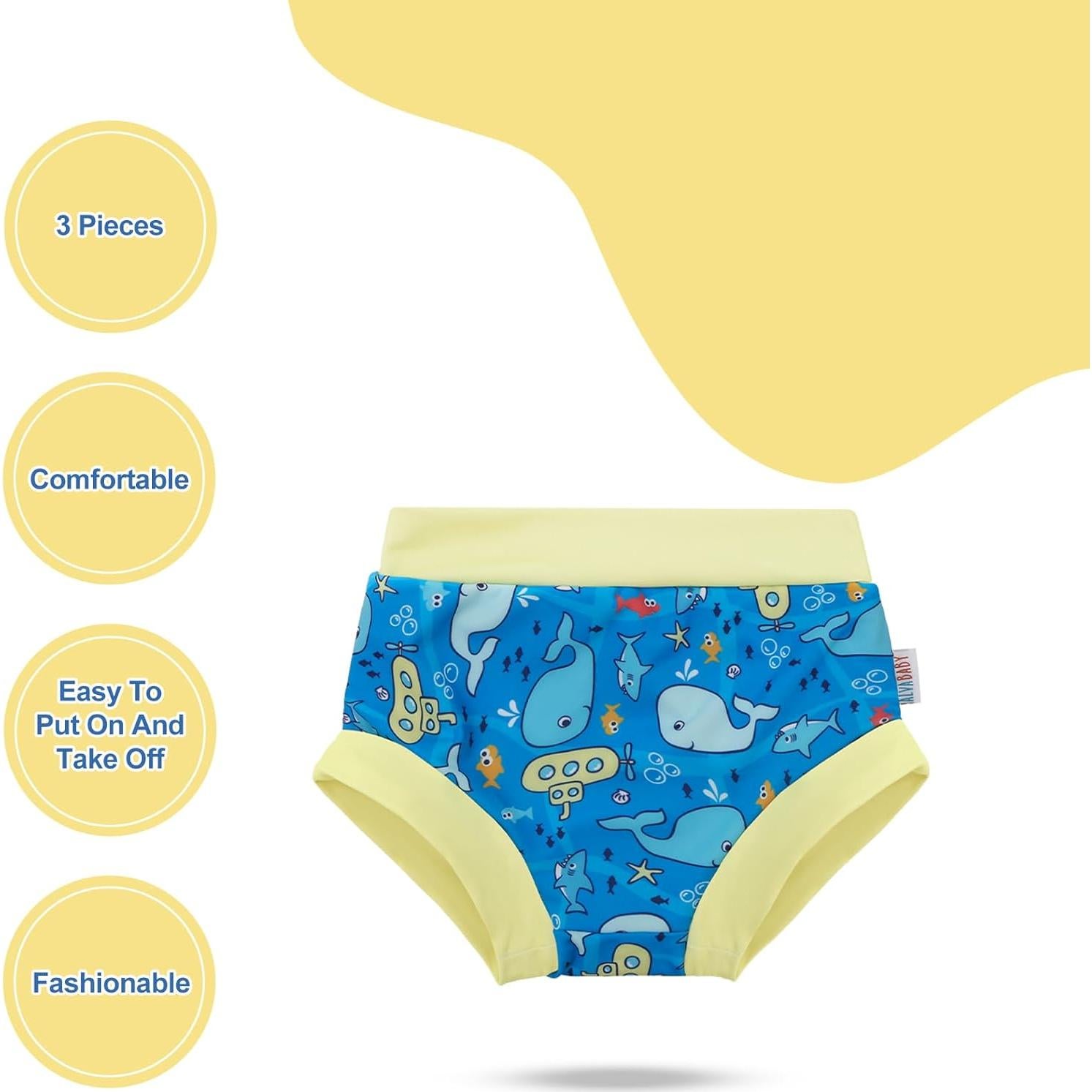 Pañales de Natación Reutilizables Alvababy 3 Piezas 2-3T