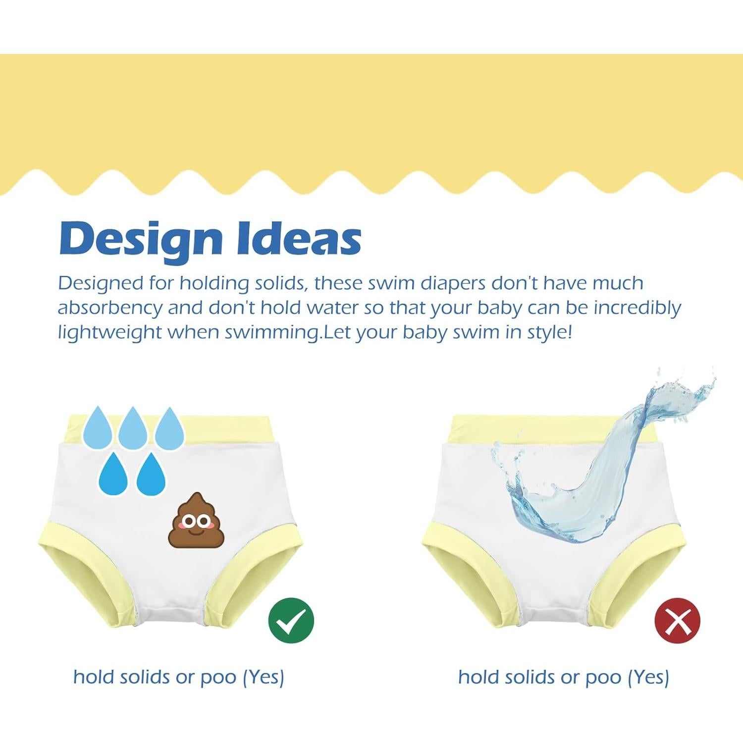 Pañales de Natación Reutilizables Alvababy 3 Piezas 2-3T