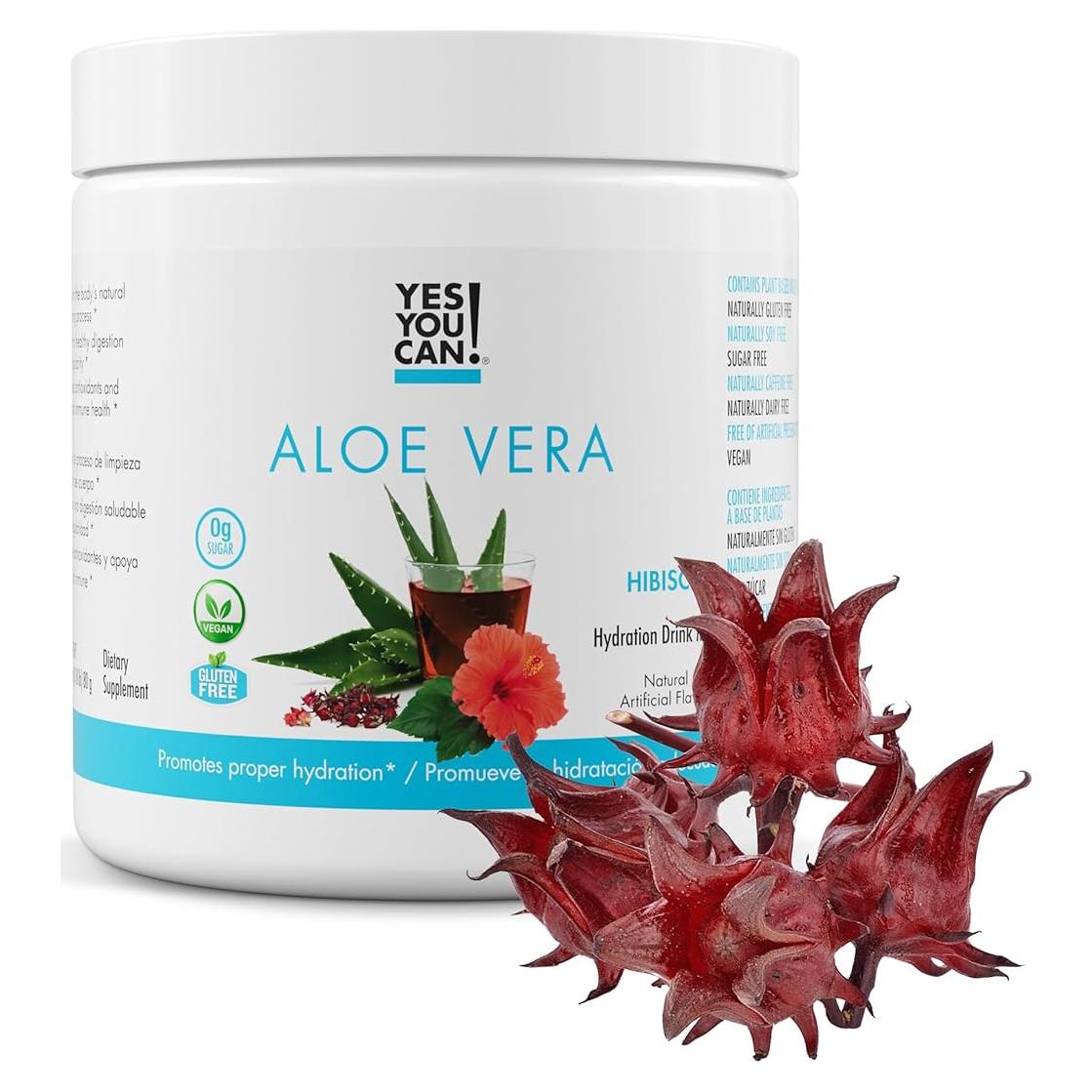 Mezcla de Bebida de Aloe Vera Orgánico ¡Sí Puedes! Hibisco 40 Porciones