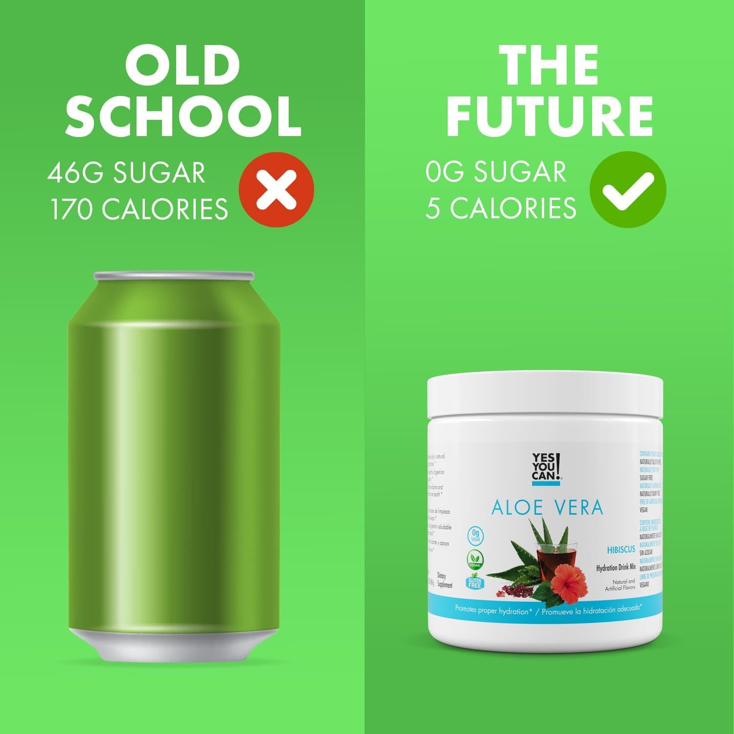 Mezcla de Bebida de Aloe Vera Orgánico ¡Sí Puedes! Hibisco 40 Porciones