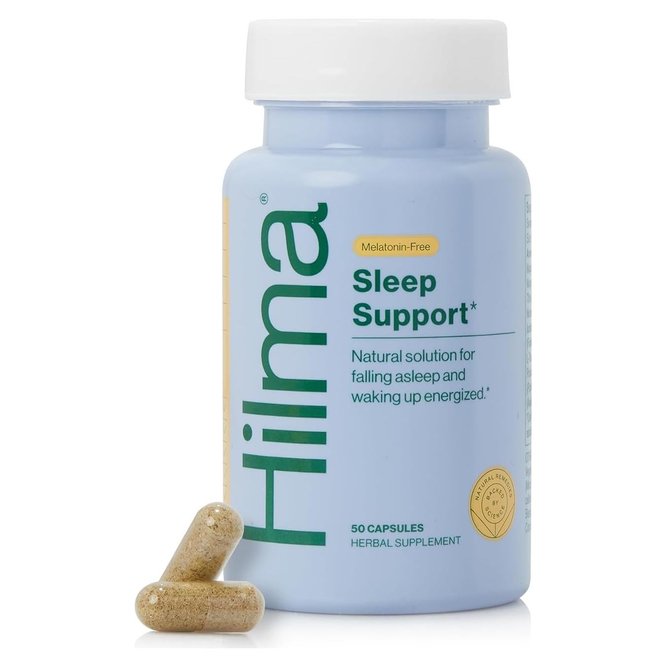 Suplemento Natural para Dormir Hilma con Magnesio y L-Teanina - 50 Cápsulas Veganas