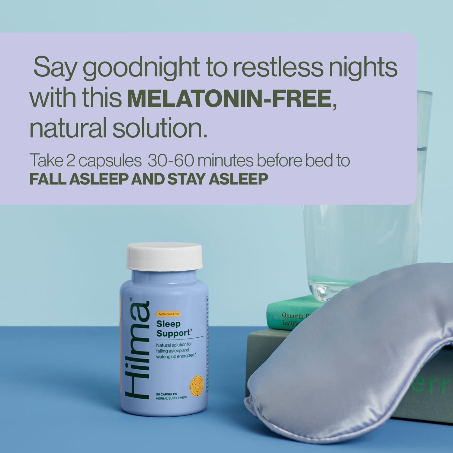 Suplemento Natural para Dormir Hilma con Magnesio y L-Teanina - 50 Cápsulas Veganas