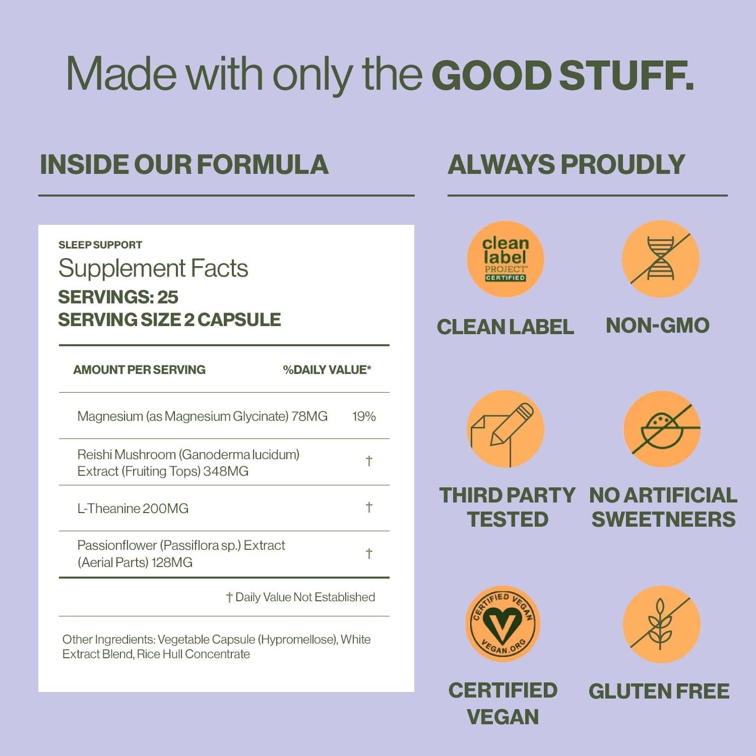 Suplemento Natural para Dormir Hilma con Magnesio y L-Teanina - 50 Cápsulas Veganas