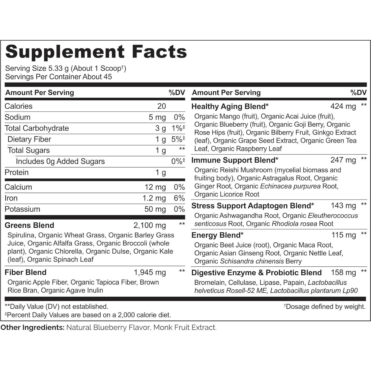 NATURELO Polvo de Superalimentos Verdes 240g - Frutos Mixtos
