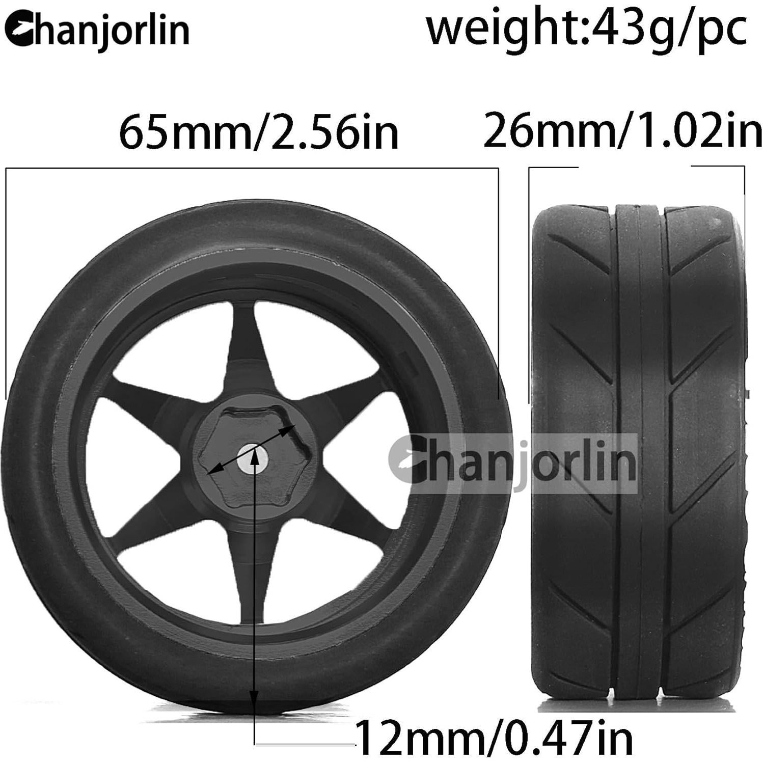 Neumáticos y Ruedas 1/10 RC Chanjorlin para Carretera 65mm