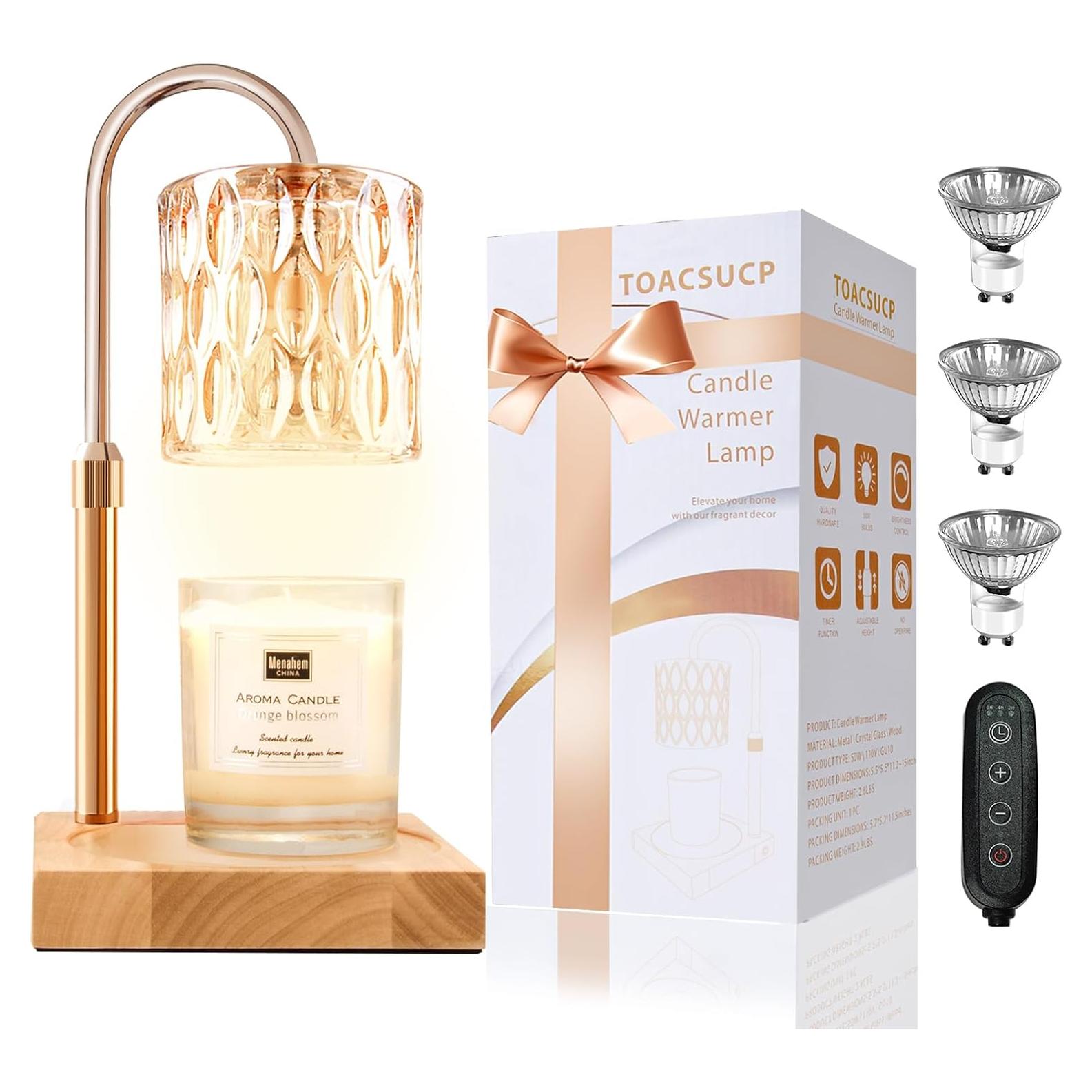 Lámpara Calentadora de Velas TOACSUCP Ámbar Ajustable 3 Bombillas