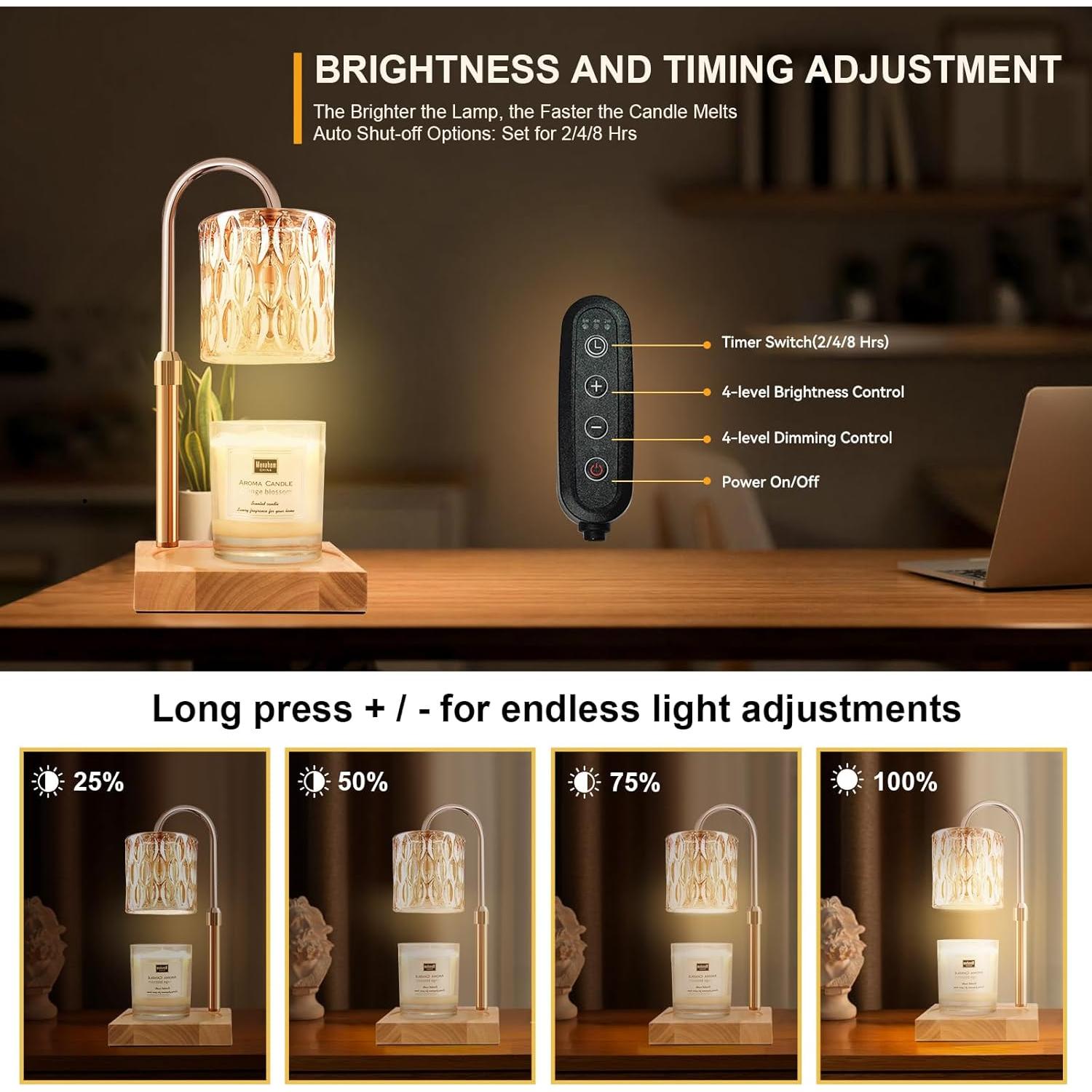 Lámpara Calentadora de Velas TOACSUCP Ámbar Ajustable 3 Bombillas