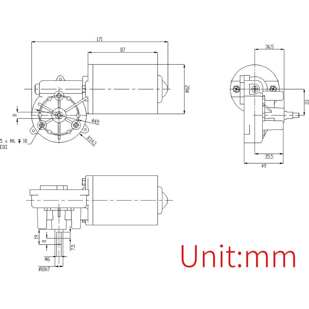 Motor de Puerta de Garaje BEMONOC 12V CC 30W 45 RPM Alto Par