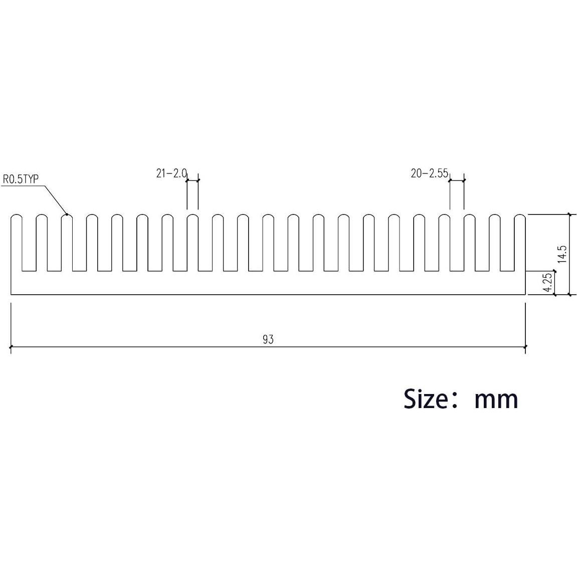 Disipador de Calor de Aluminio Awxlumv 150x93x15mm Negro
