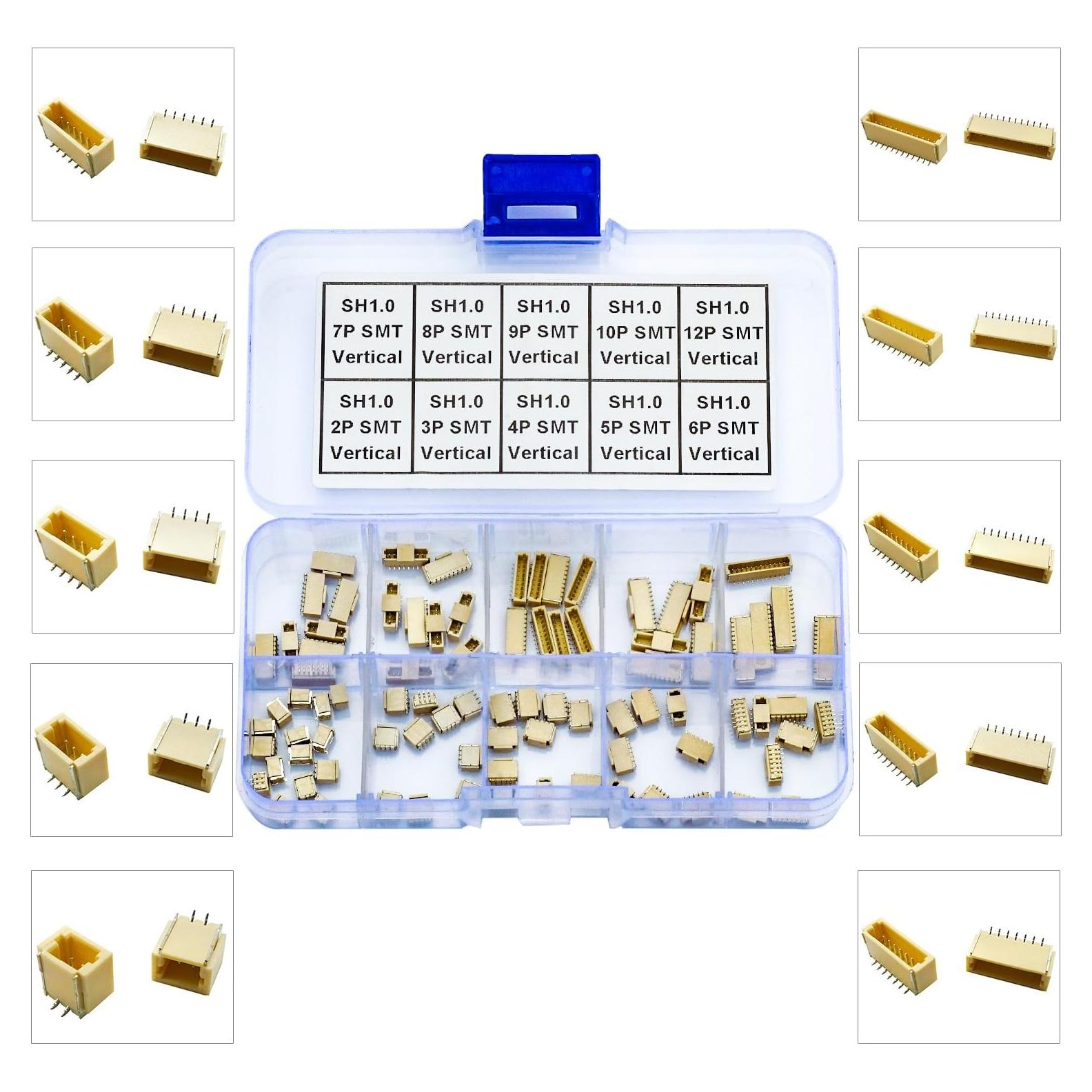 Kit de Conectores JST SH 1mm 2-12 Pines SMT Vertical 86pcs