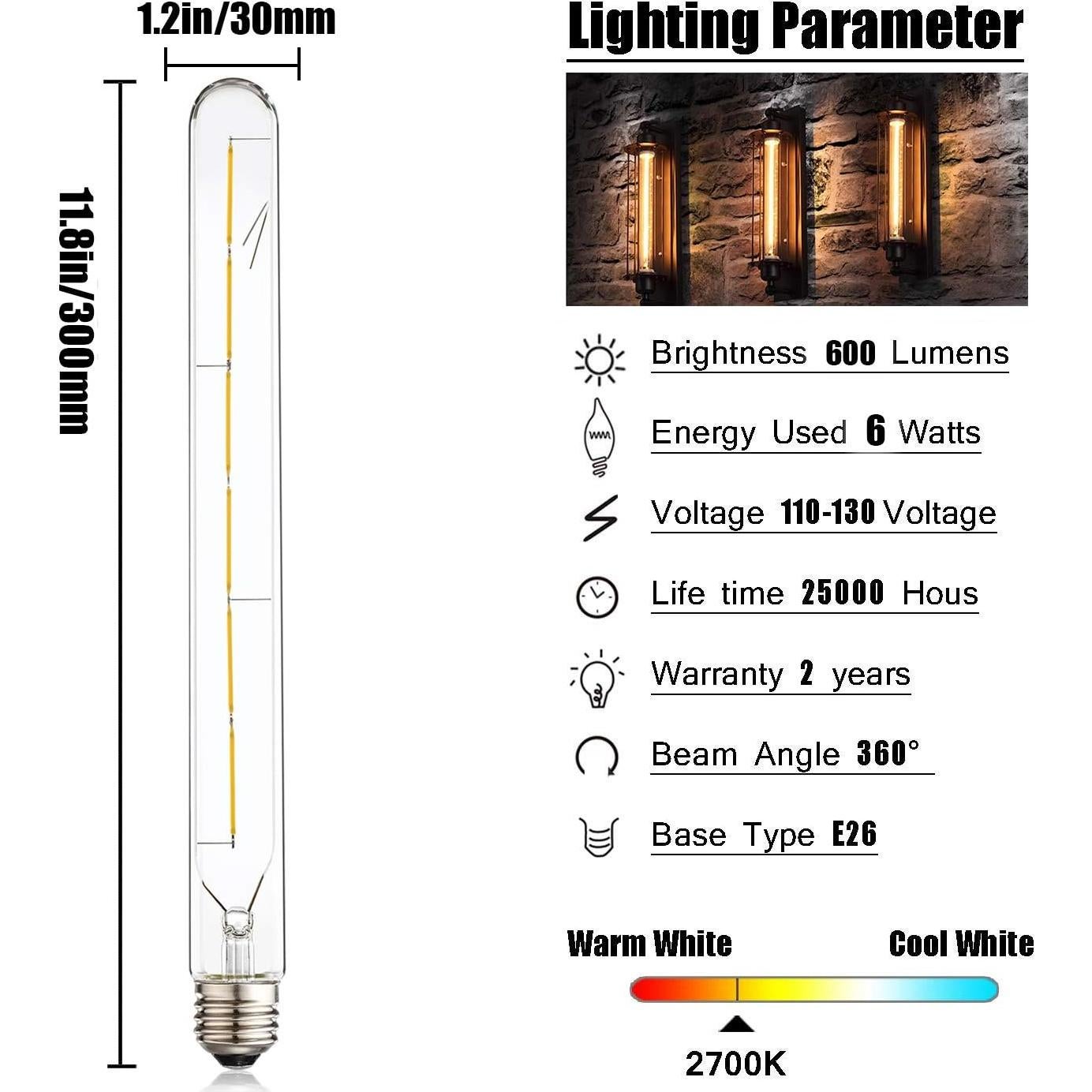 Bombilla LED Filamento Regulable Leools T300 6W E26 2700K