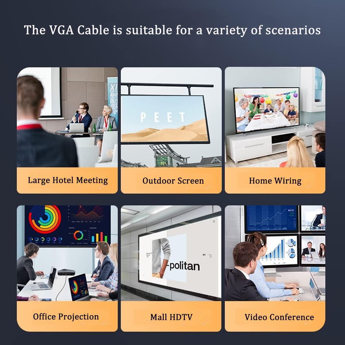 Cable VGA a VGA 6M UVOOI 1080P Full HD para Monitor