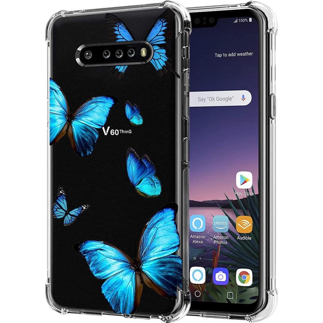 Funda TPU Transparente para LG V60 ThinQ 5G - Mariposa