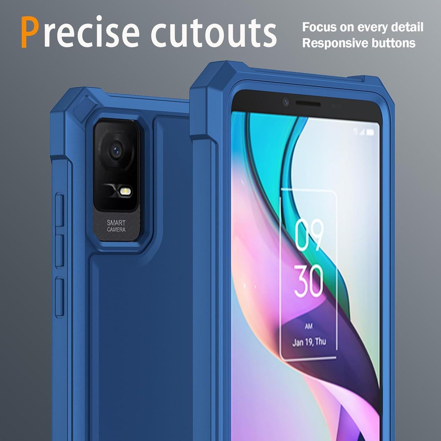 Funda protectora TCL ION X/V/40Z T607DL con vidrio templado azul