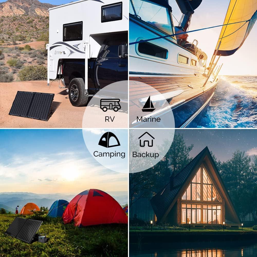 Panel Solar Plegable Renogy 100W 12V para Camping y RV