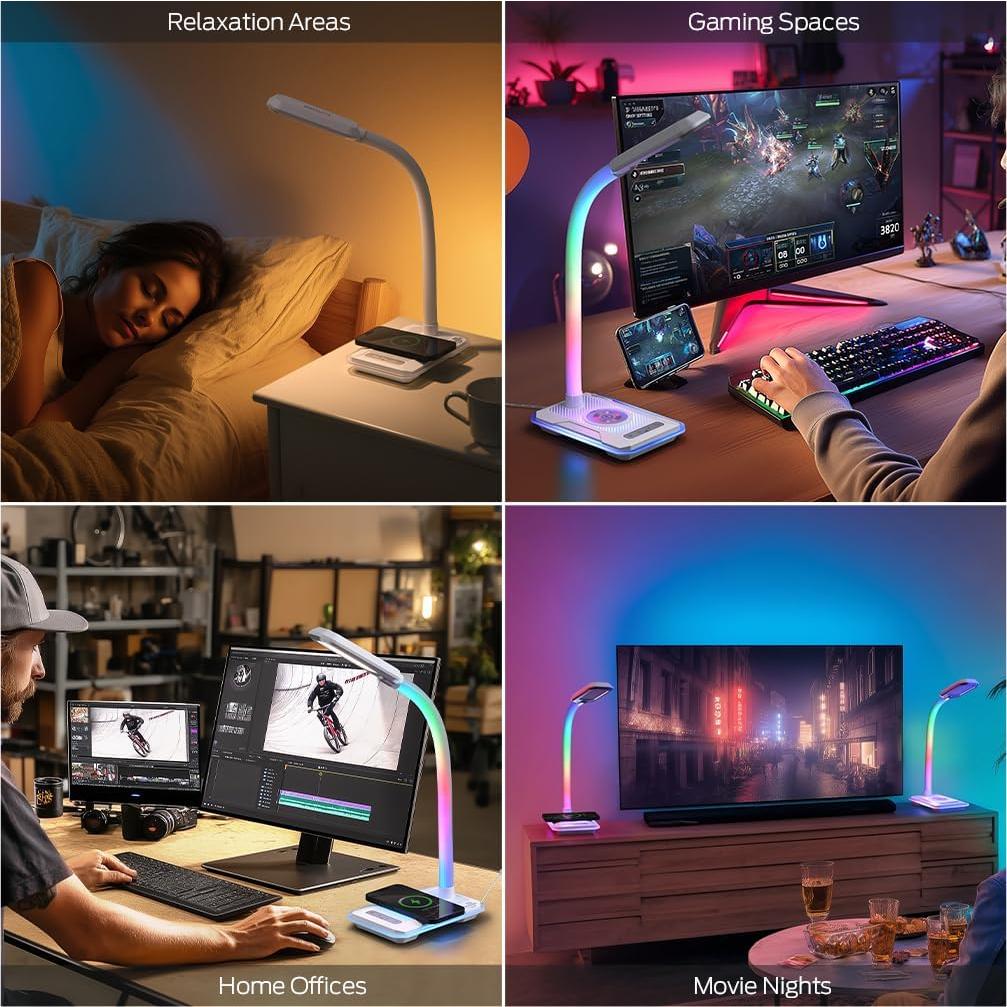 Lámpara de Escritorio RGB SMARTERIOR G3D con Carga Inalámbrica
