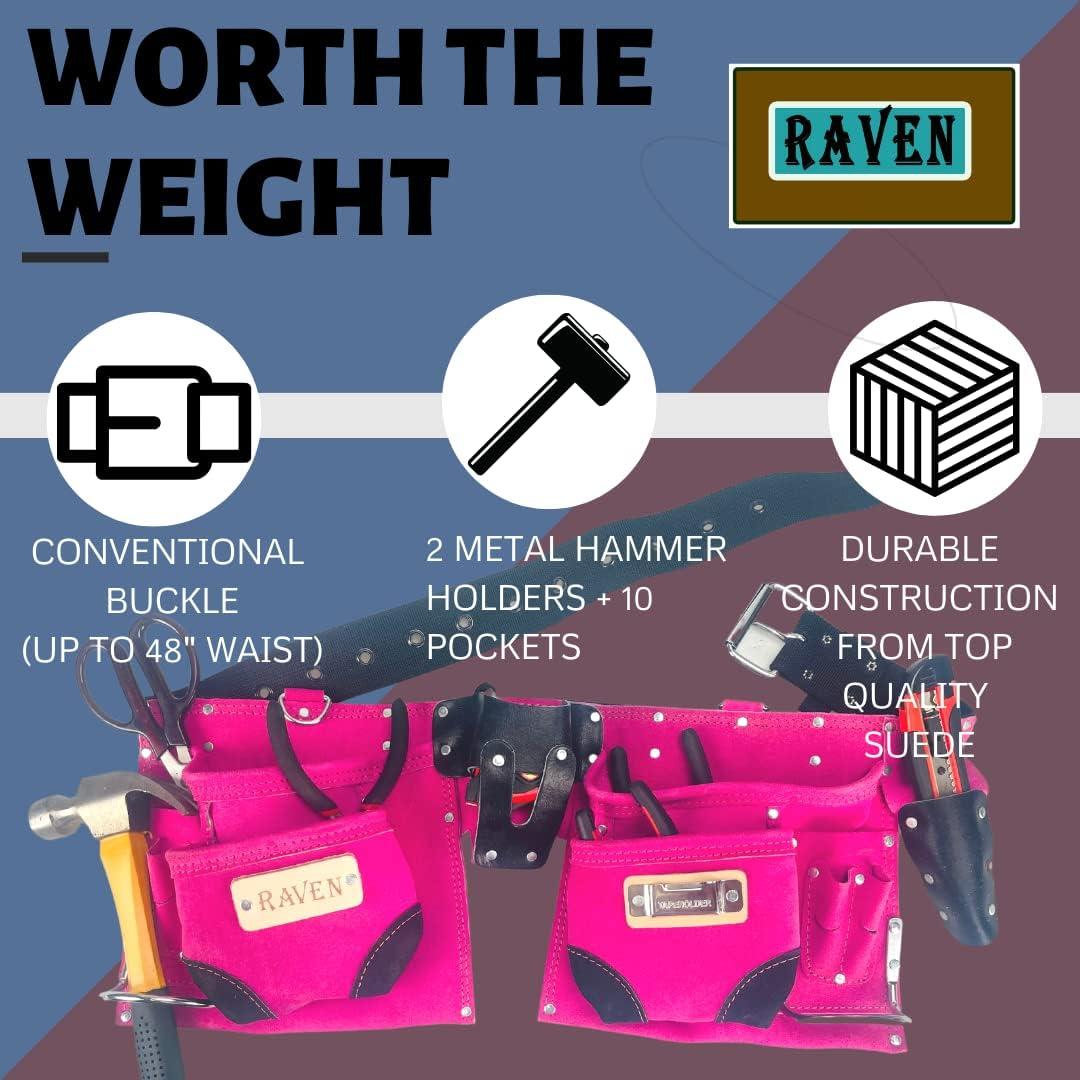 Bolsa de Herramientas RAVEN con Cinturón de Cuero 12 Bolsillos