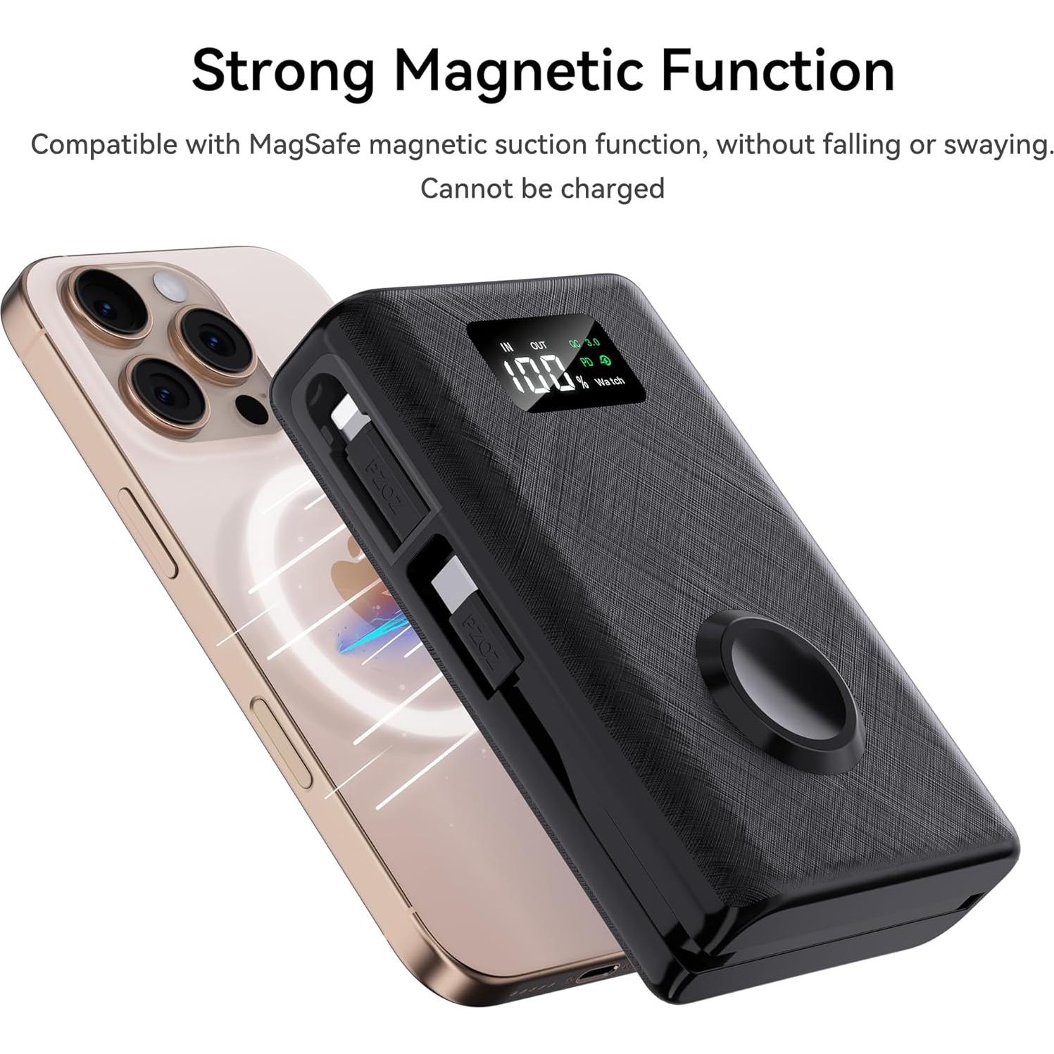 Banco de Energía PZOZ 20000mAh Cargador Inalámbrico Negro