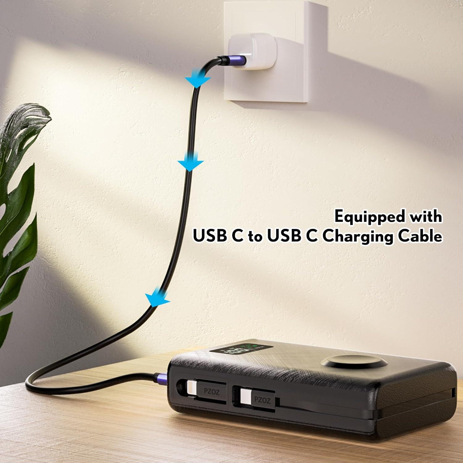 Banco de Energía PZOZ 20000mAh Cargador Inalámbrico Negro