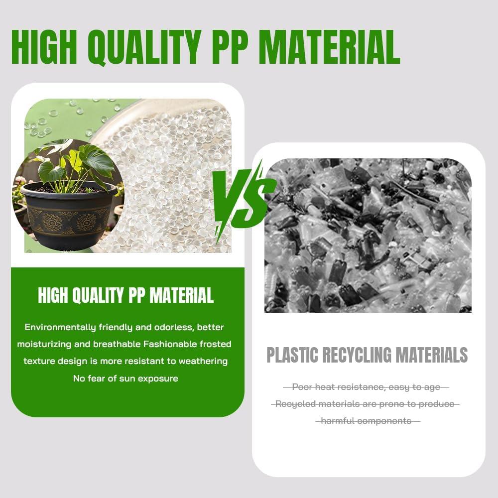 Paquete de 4 macetas de 25 cm Usocik con drenaje y plato