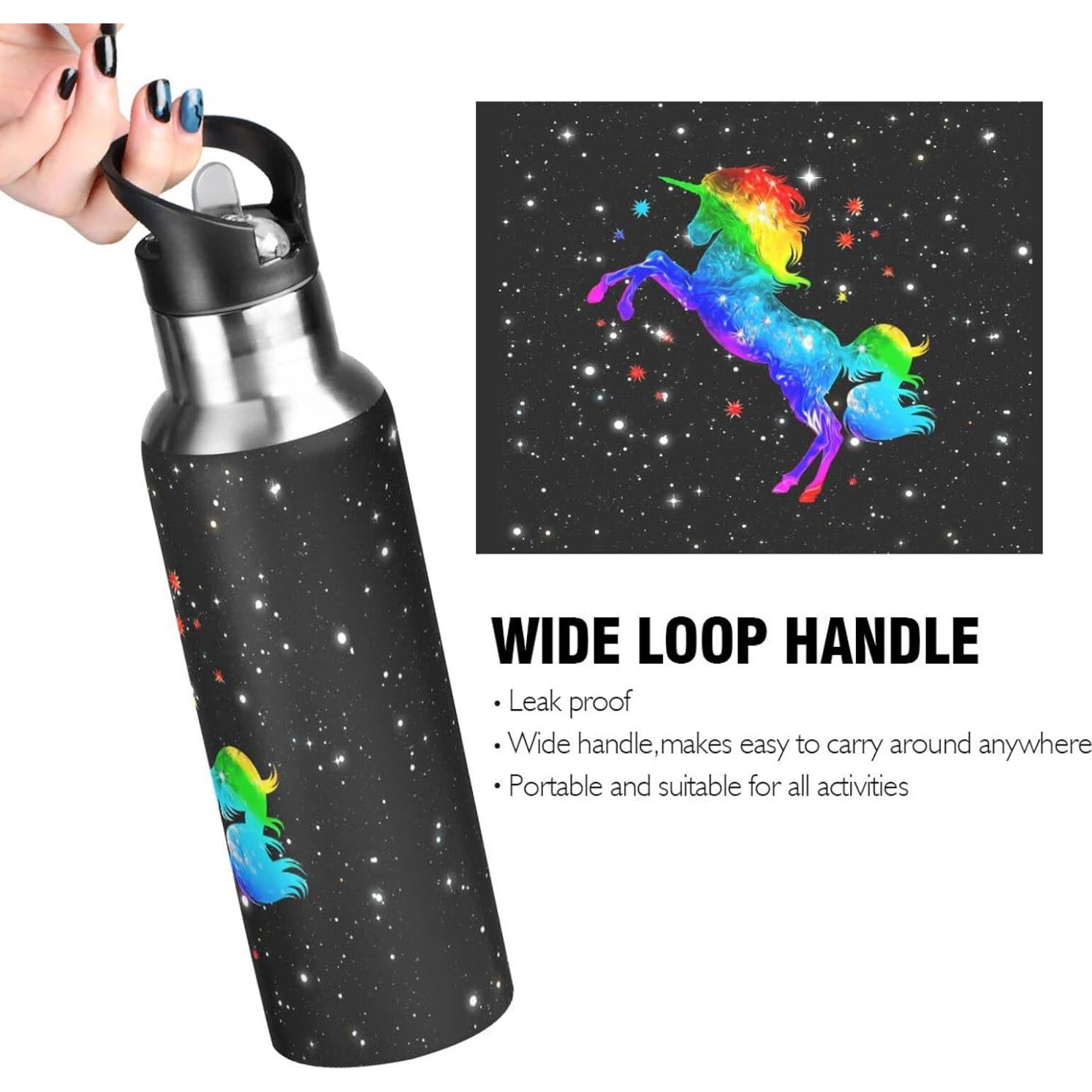 Botella de Agua Deportiva Kcldeci 600 ml Acero Inoxidable Aislada