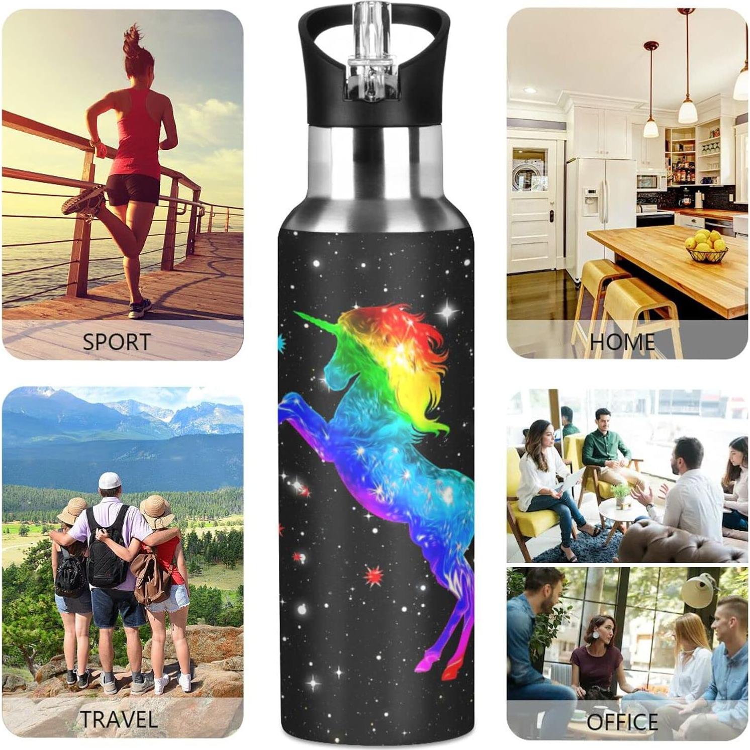 Botella de Agua Deportiva Kcldeci 600 ml Acero Inoxidable Aislada