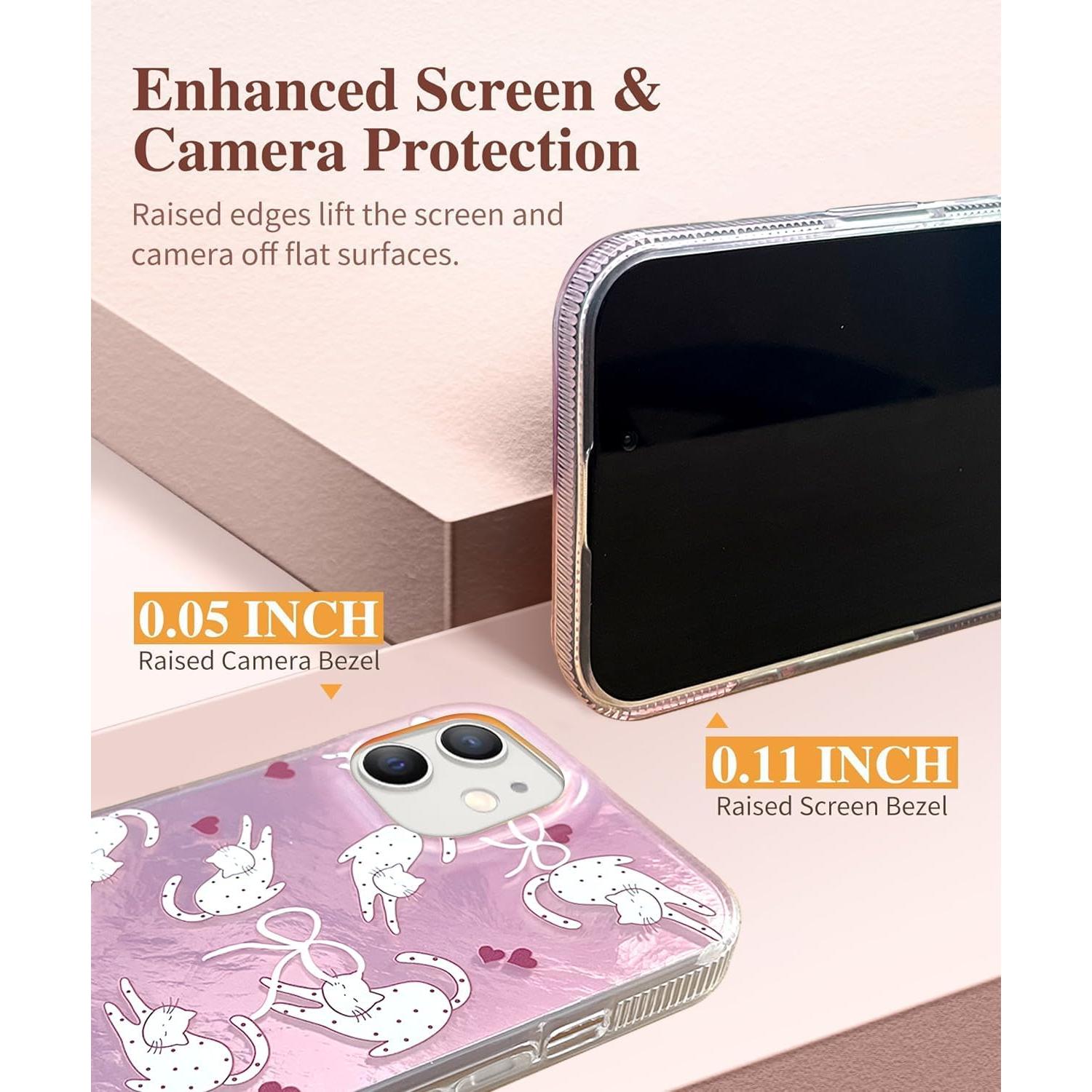 Funda KIOMY Gatito Rosa para iPhone 12/12 Pro - TPU a Prueba de Golpes