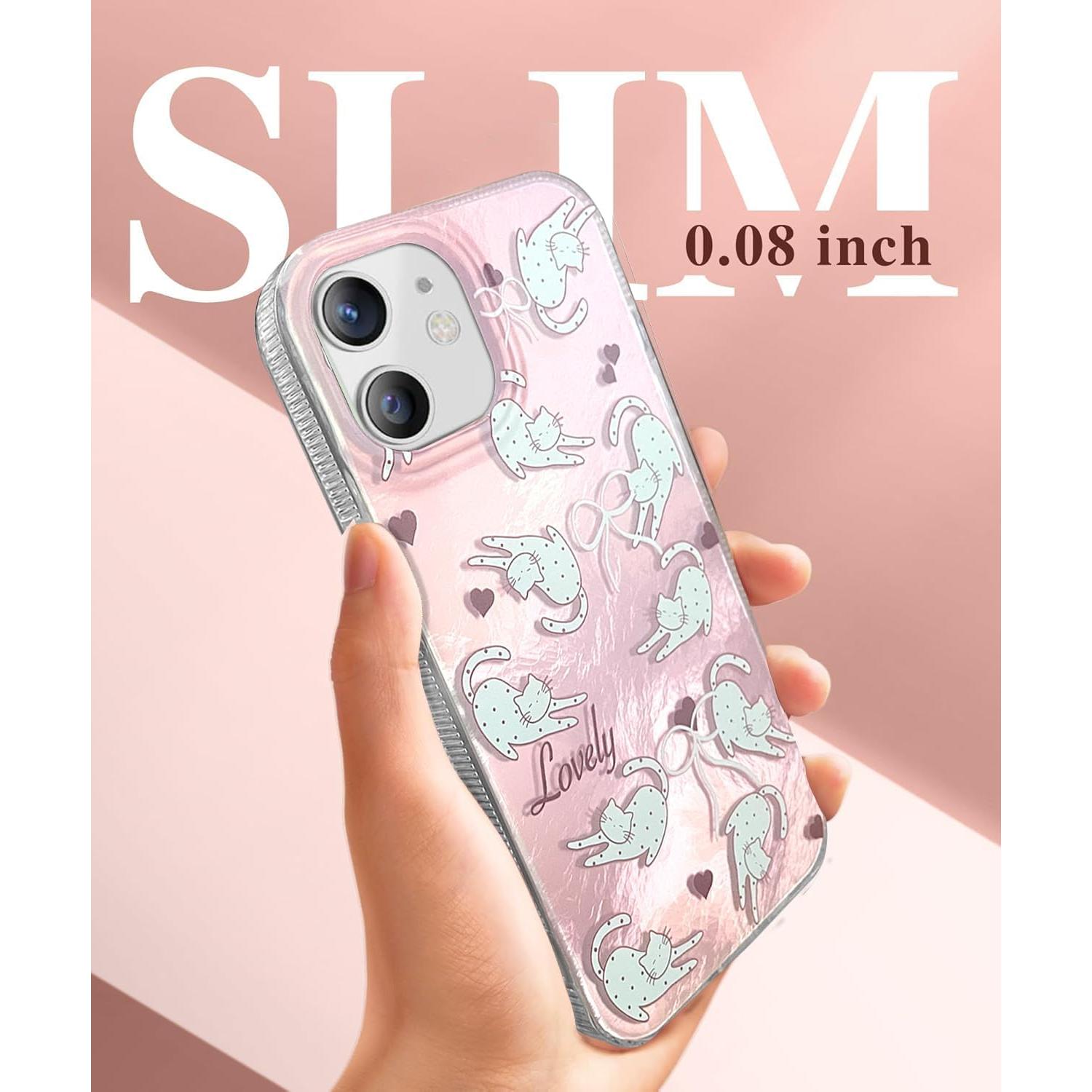 Funda KIOMY Gatito Rosa para iPhone 12/12 Pro - TPU a Prueba de Golpes