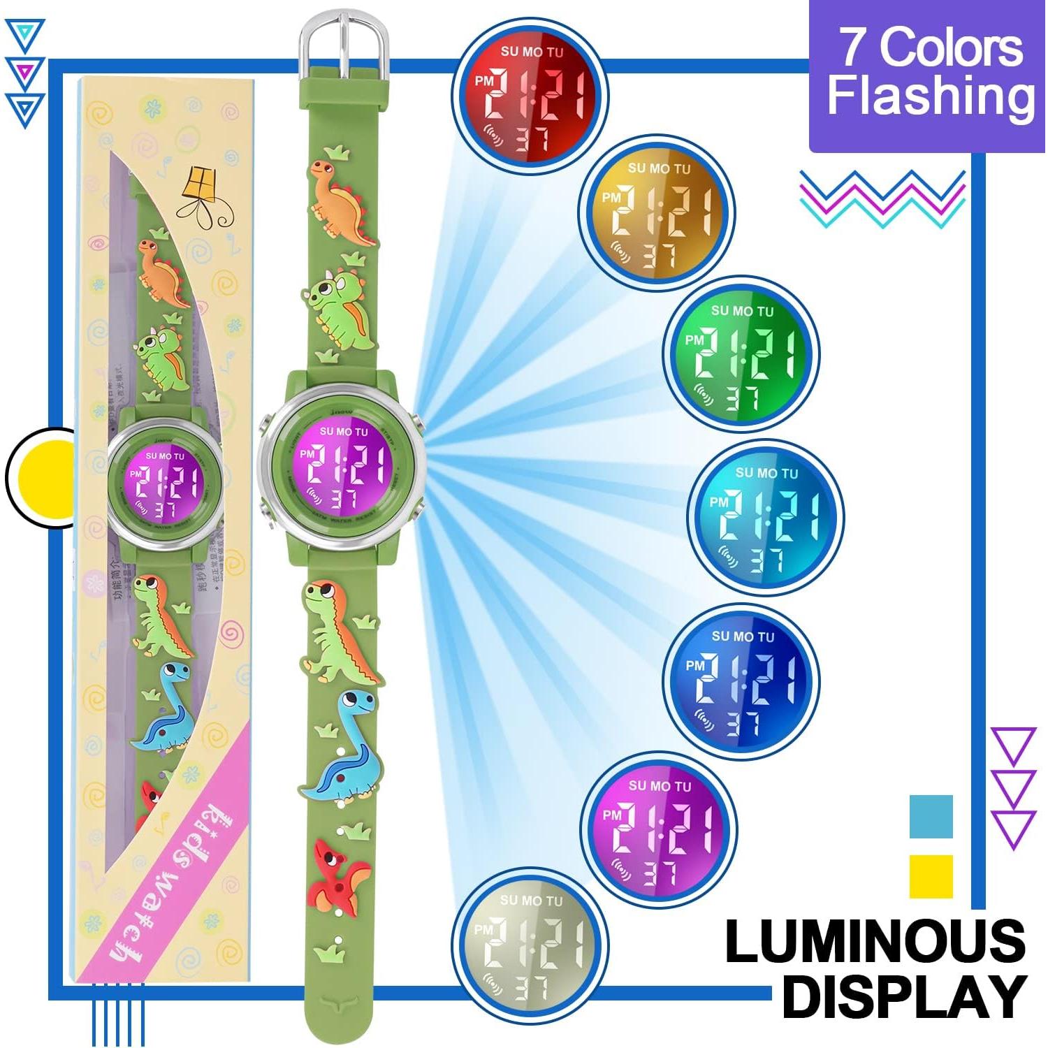 Reloj Digital Infantil Viposoon A382 Impermeable Verde Militar