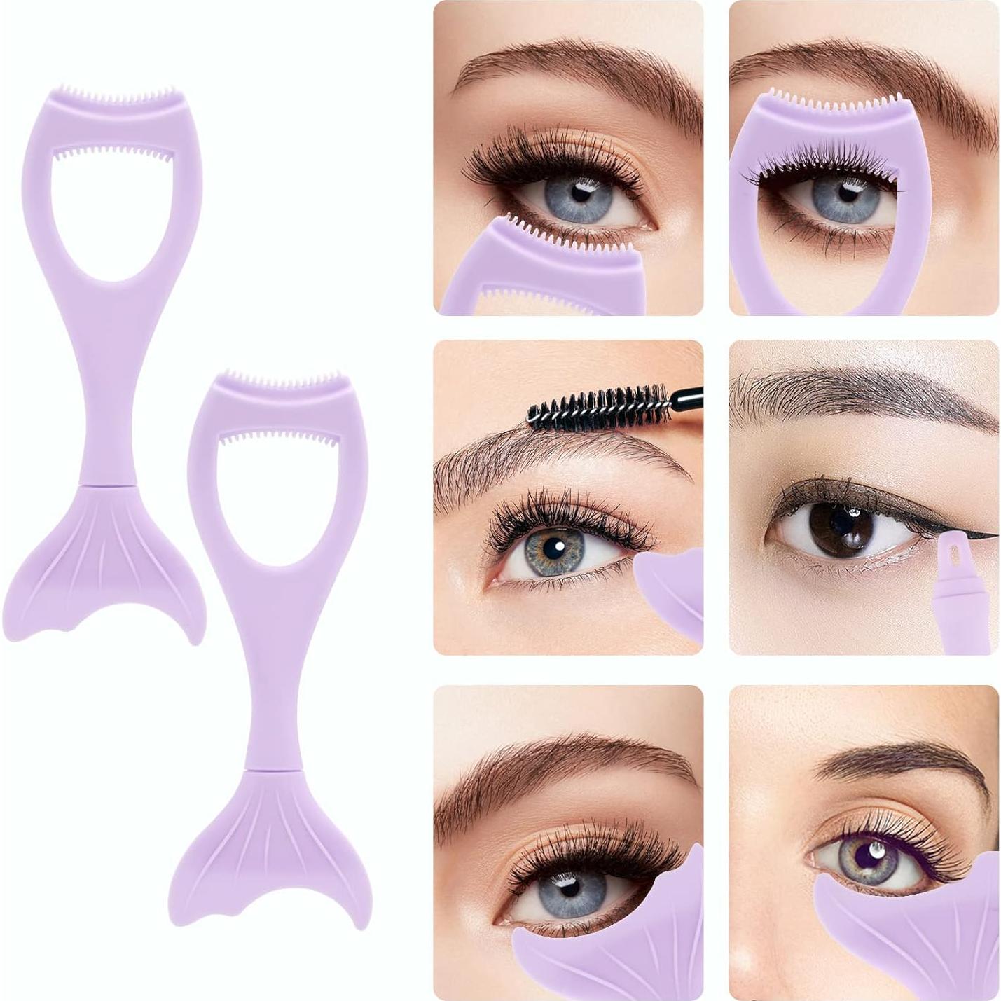 Tbestmax 2 en 1 Protector de Pestañas y Delineador Púrpura