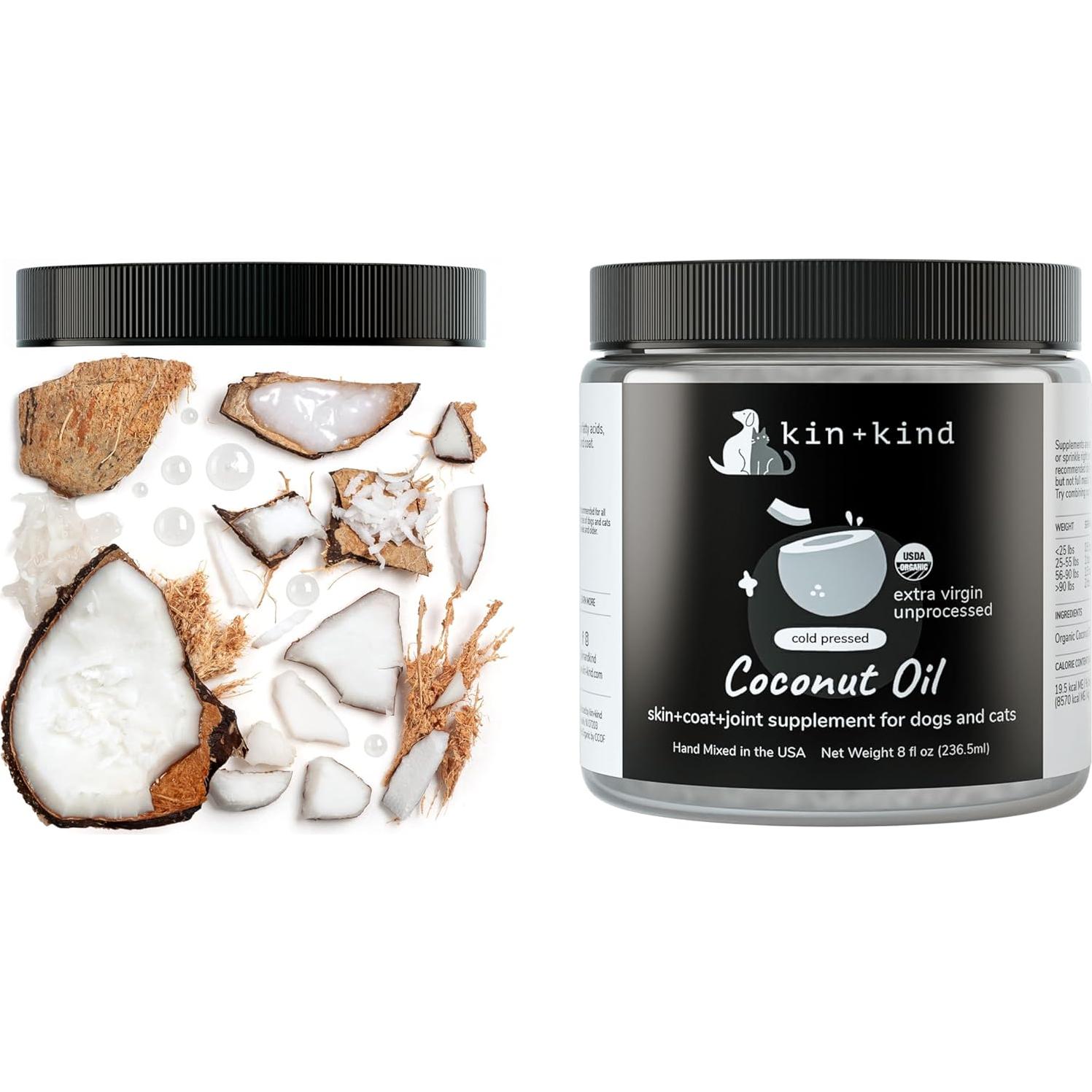 Suplemento Aceite de Coco Orgánico kin+kind 236 ml para Mascotas