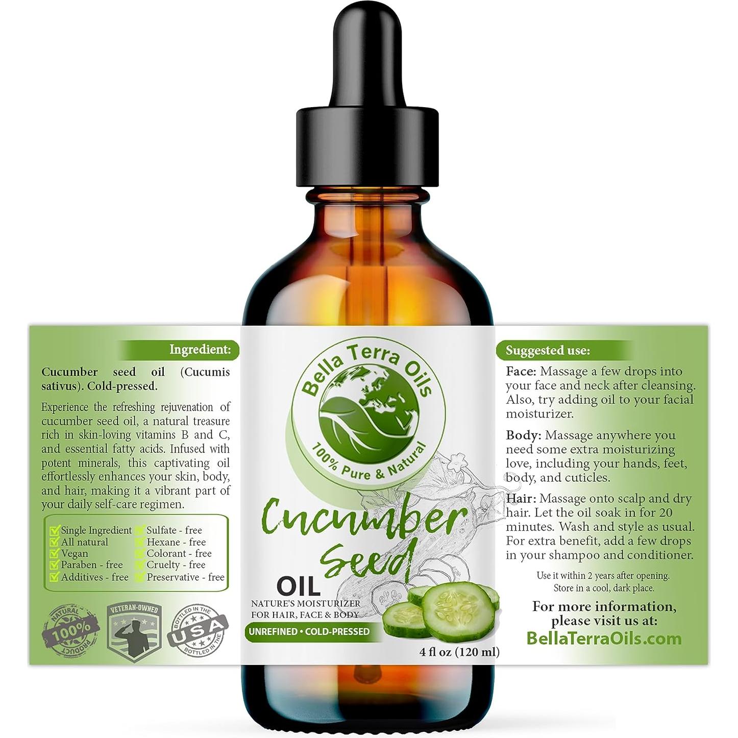 Aceite de Semilla de Pepino Bella Terra 118ml - Hidratante Facial