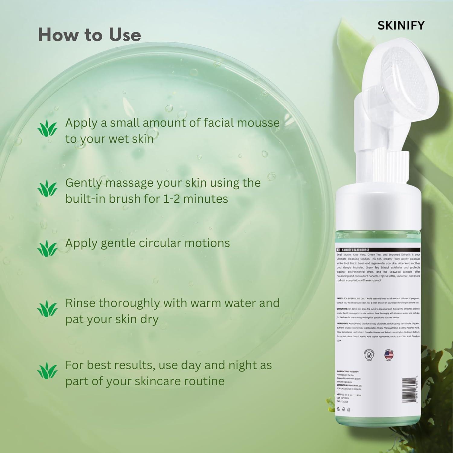 Limpiador Facial Espumoso SKINIFY con Mucina de Caracol 145g