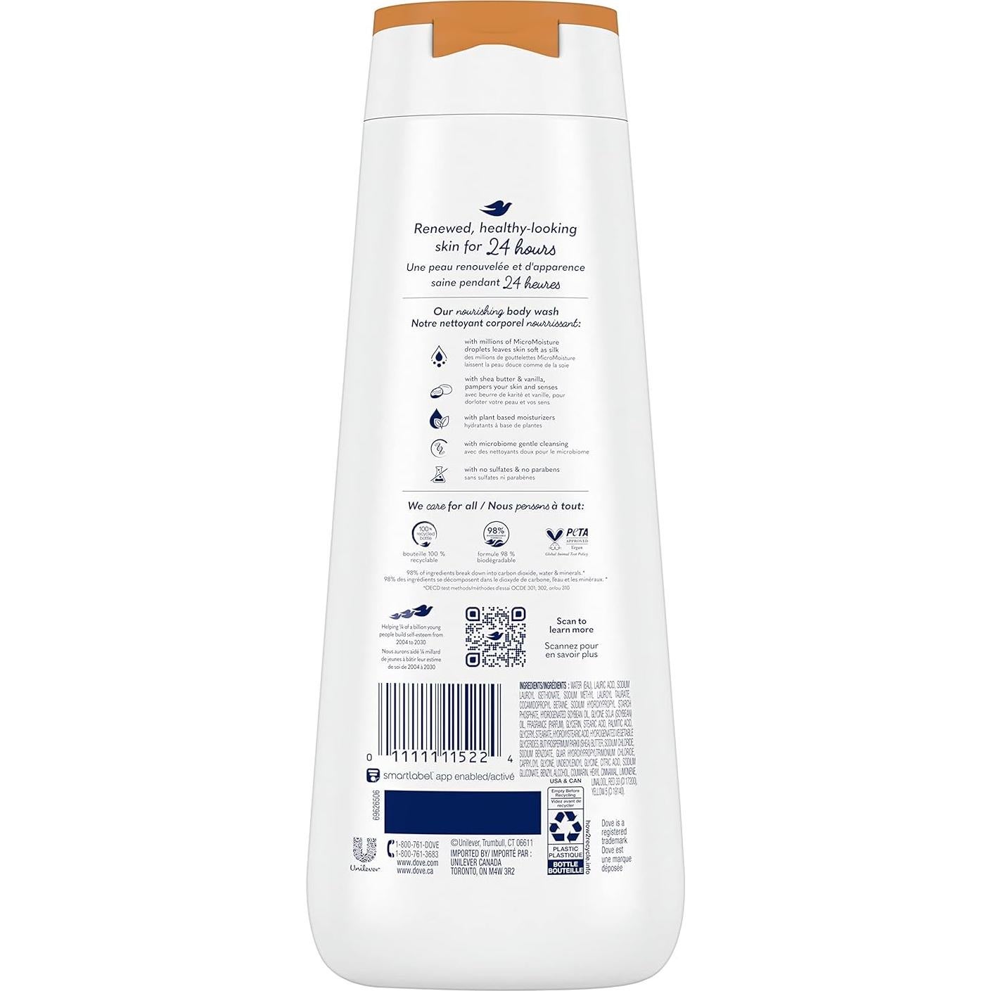 Gel de Baño Dove Manteca de Karité y Vainilla 591 ml Pack 4
