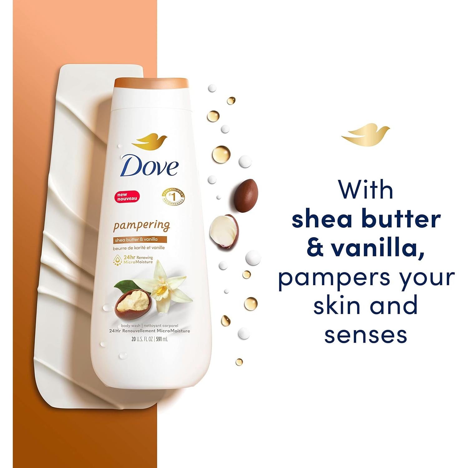 Gel de Baño Dove Manteca de Karité y Vainilla 591 ml Pack 4