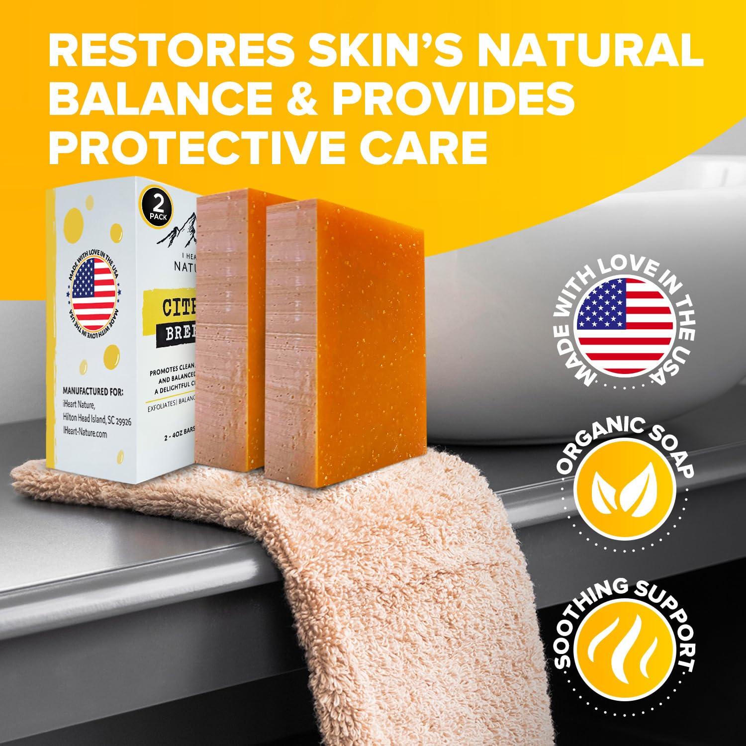 Jabón Natural Cítrico iHeart - 2 Paquetes de 113g con Manteca de Karité