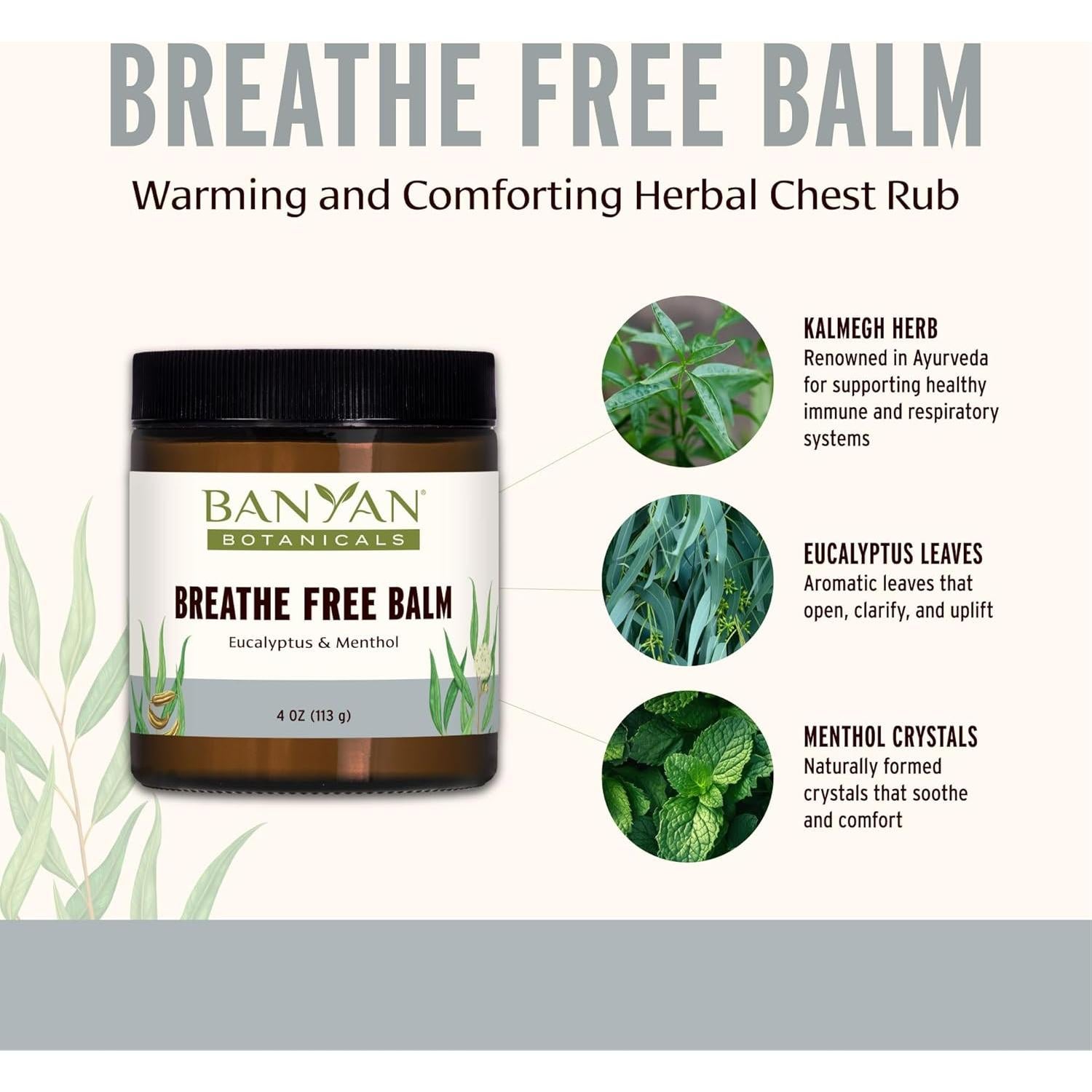 Bálsamo Breathe Free Banyan Botanicals 113g Alivio Respiratorio