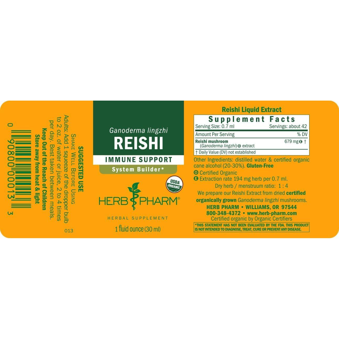 Extracto de Hongo Reishi Herb Pharm 29.57 ml Inmunológico