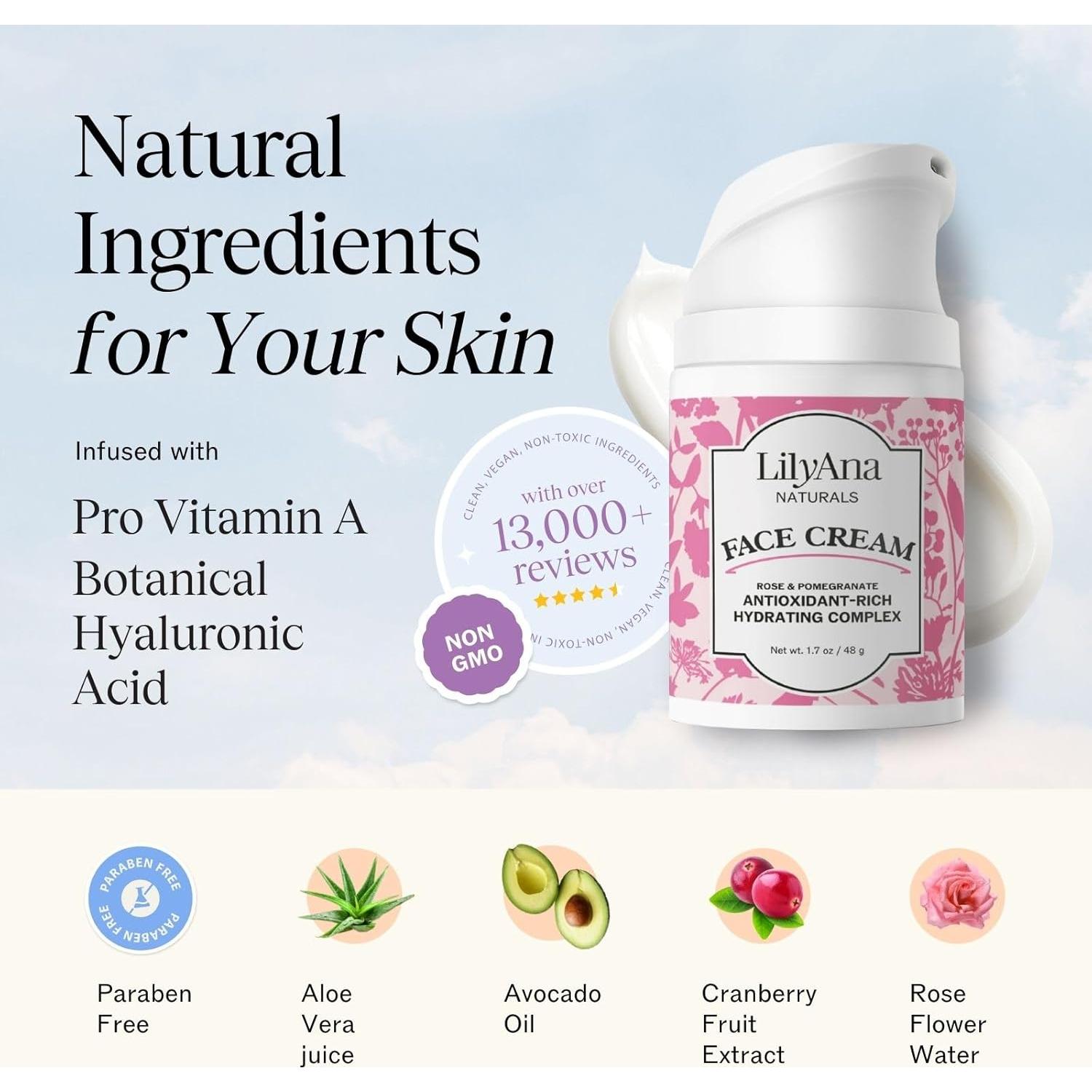 Crema Hidratante Facial y de Cuello LilyAna Naturals 48.2g