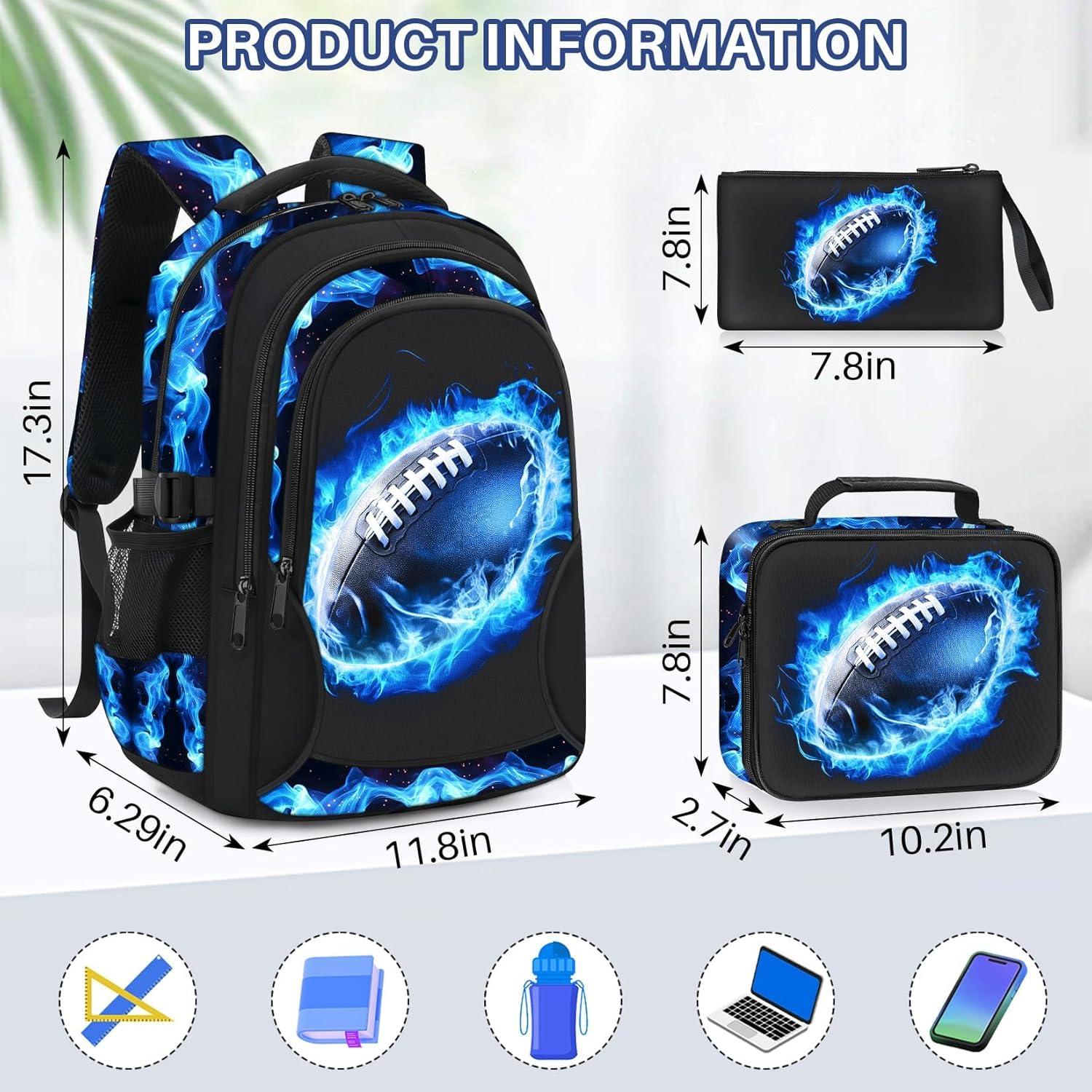 Mochila Escolar Niños Set 4 en 1 Fútbol Americano 43.2 cm