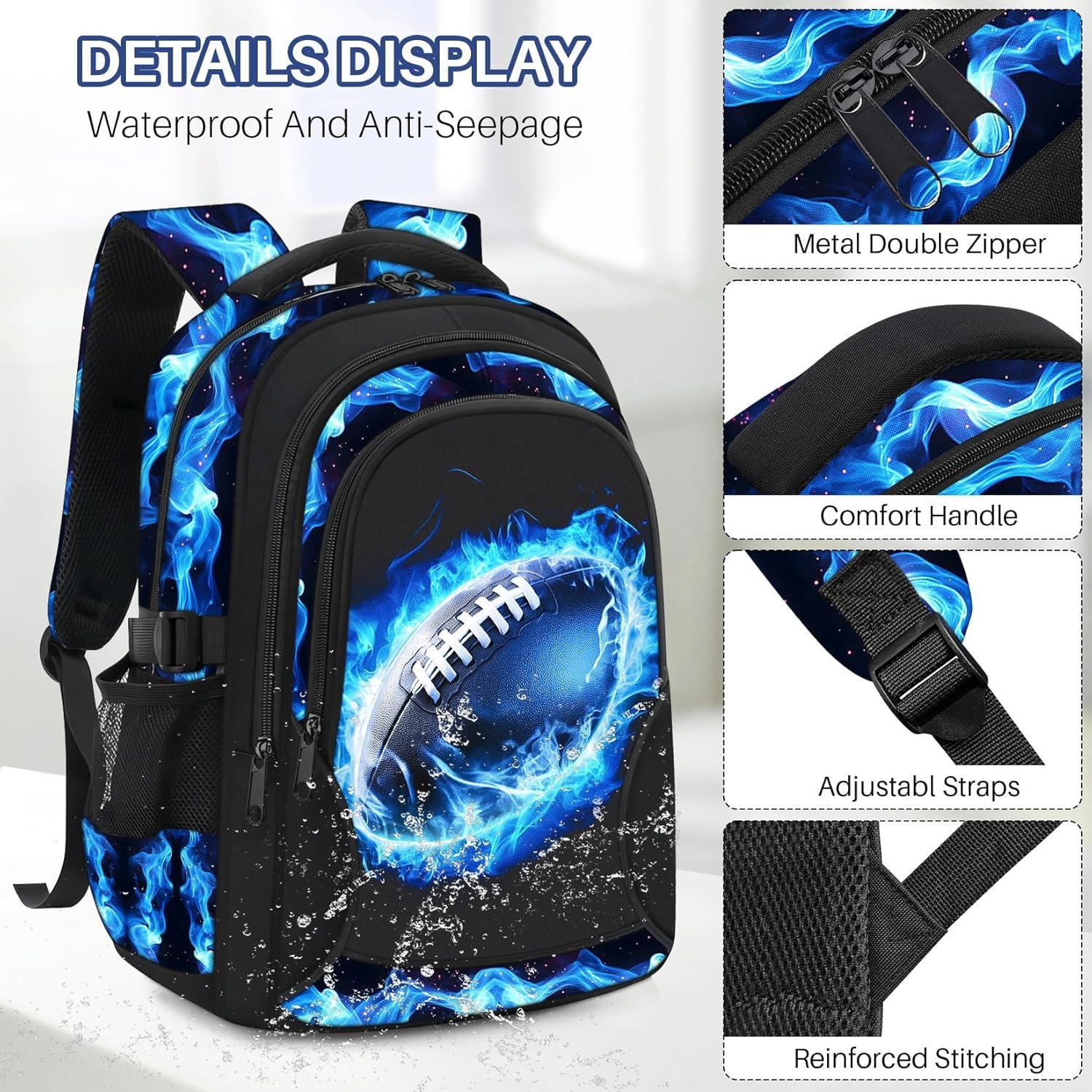 Mochila Escolar Niños Set 4 en 1 Fútbol Americano 43.2 cm