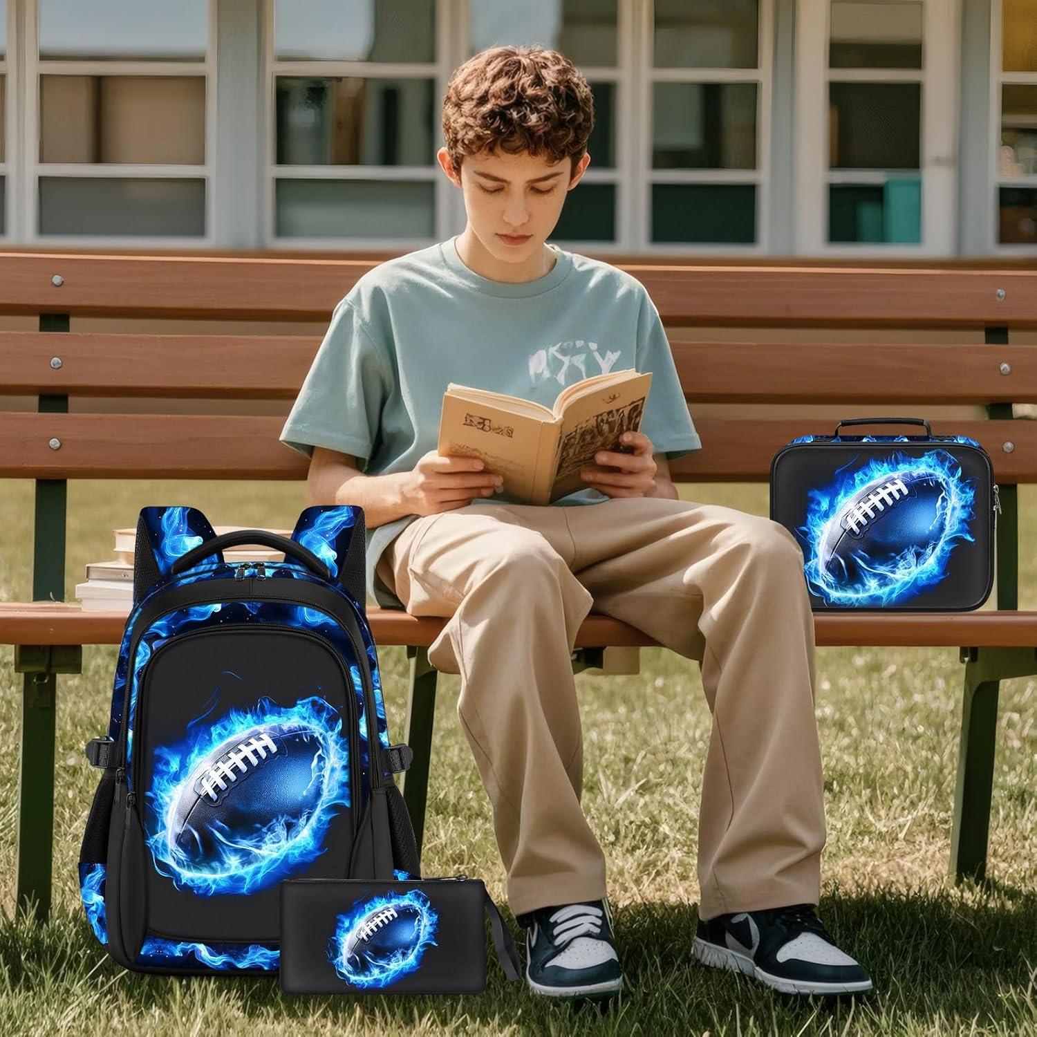 Mochila Escolar Niños Set 4 en 1 Fútbol Americano 43.2 cm