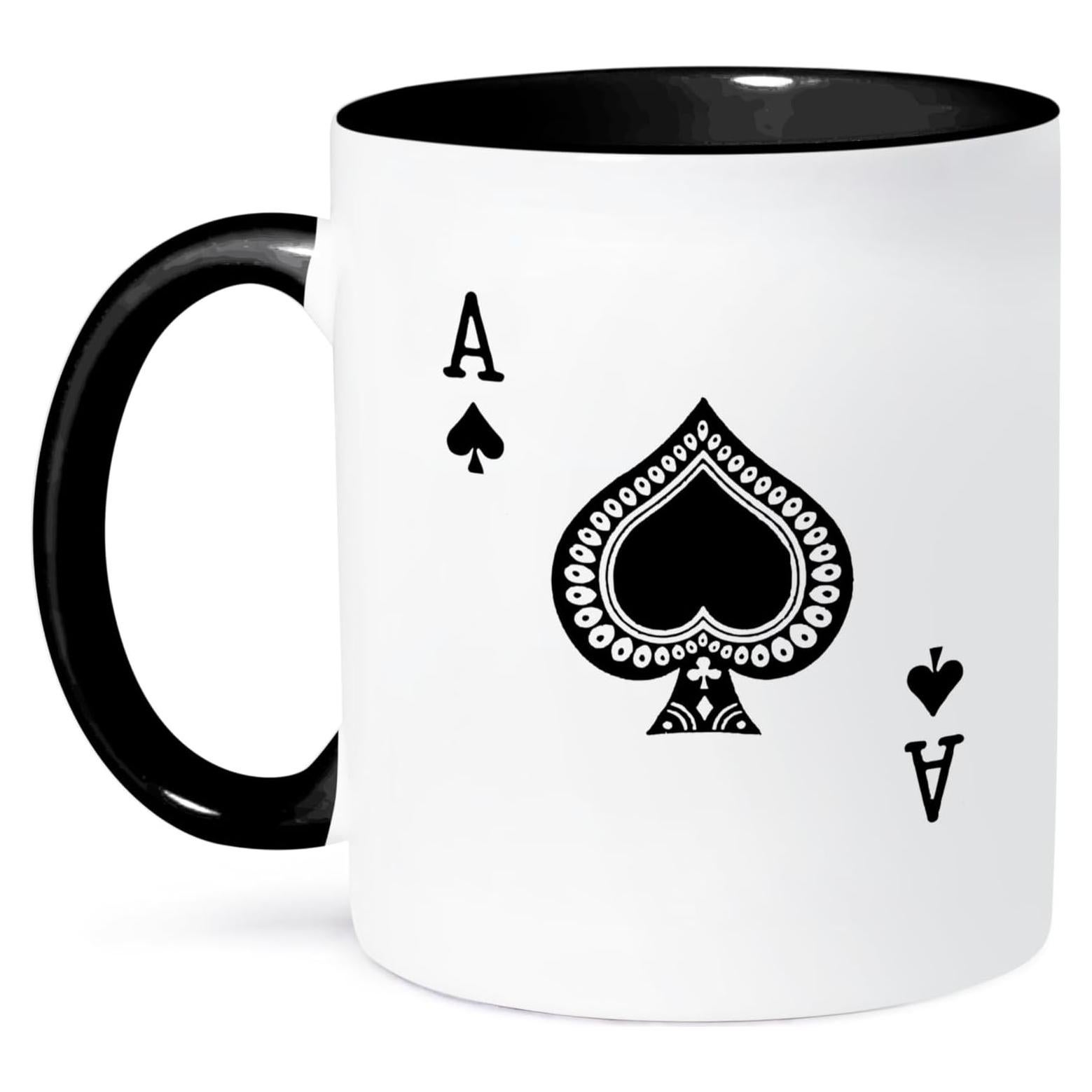 Taza de cerámica 3dRose As de Espadas 11 oz (311 ml) negra