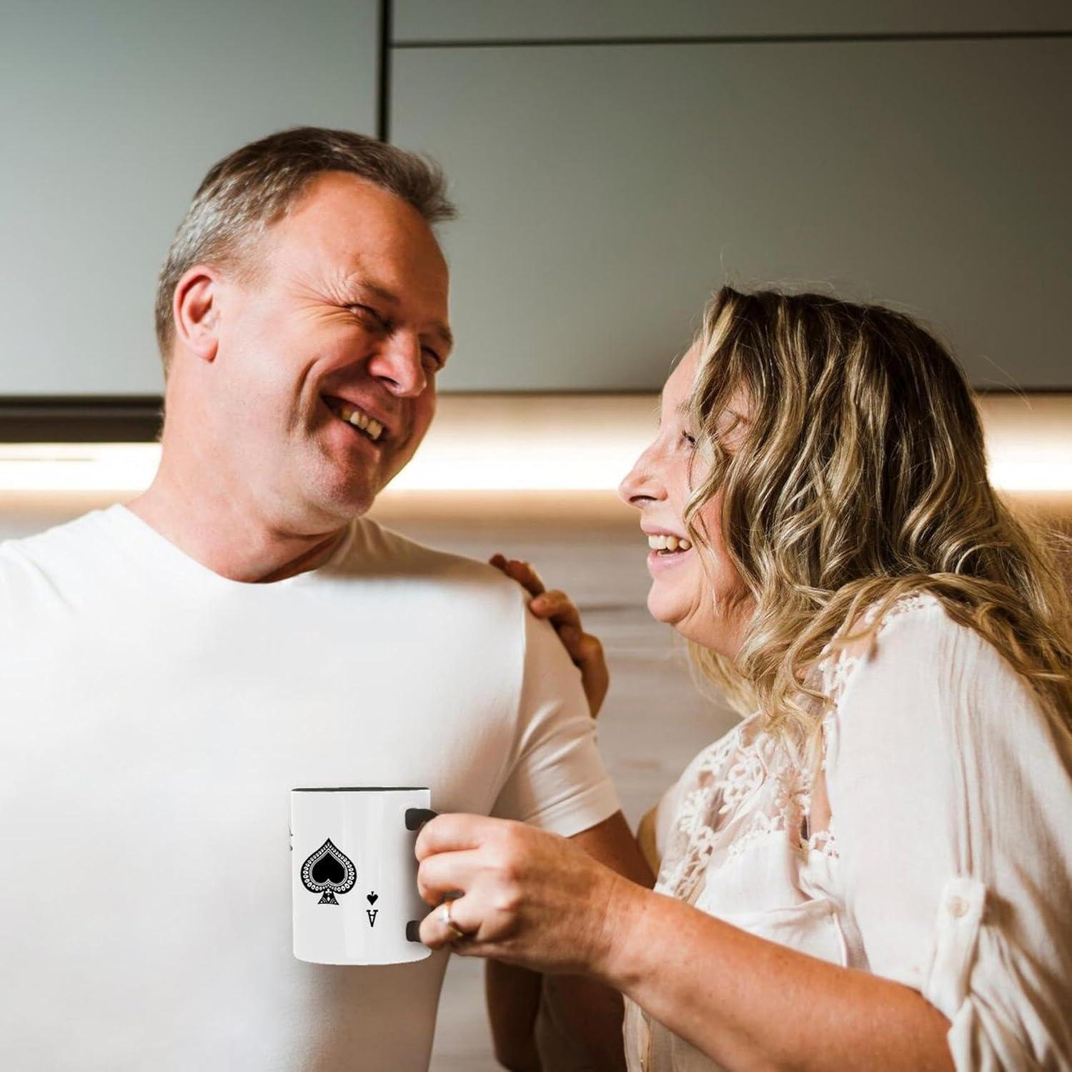 Taza de cerámica 3dRose As de Espadas 11 oz (311 ml) negra