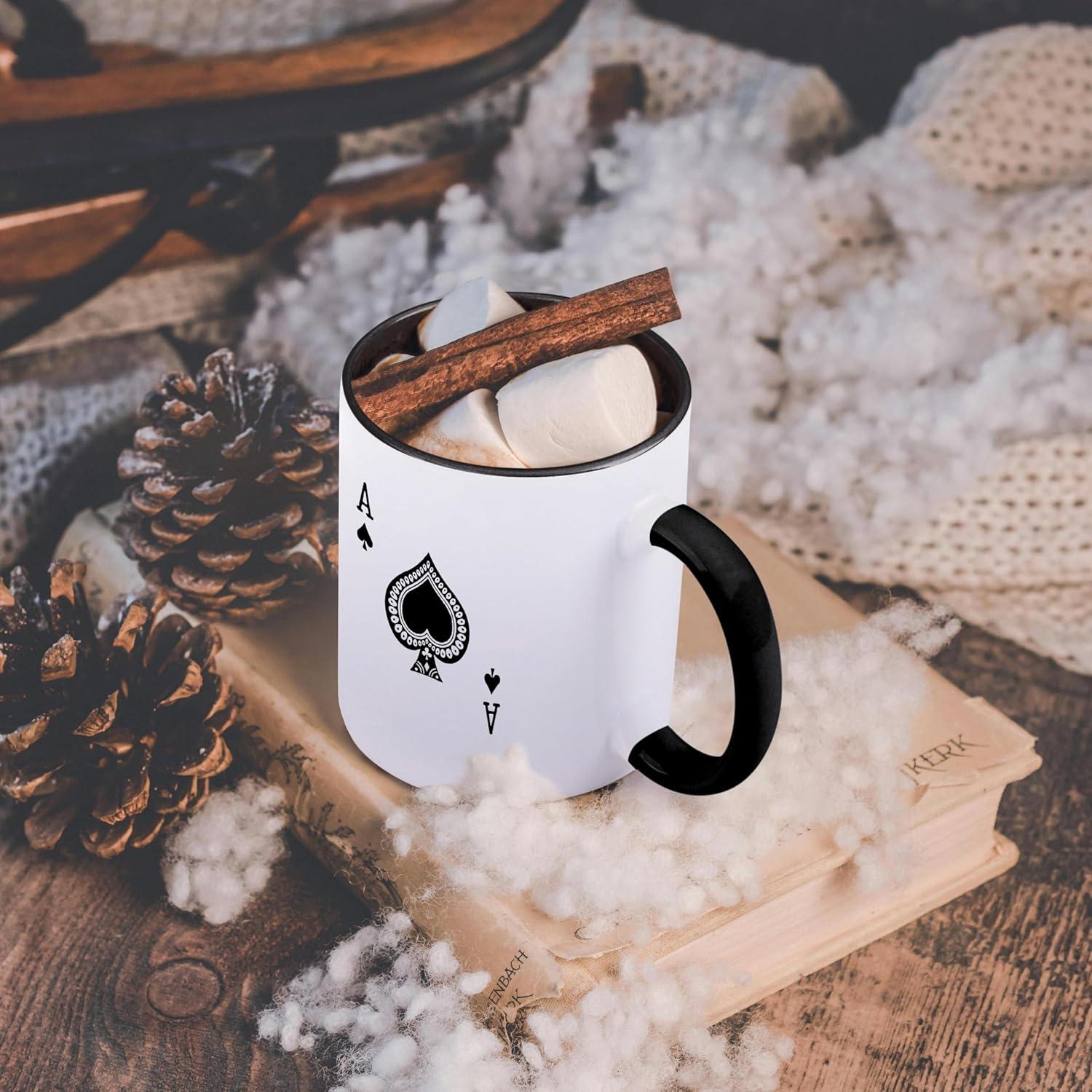 Taza de cerámica 3dRose As de Espadas 11 oz (311 ml) negra