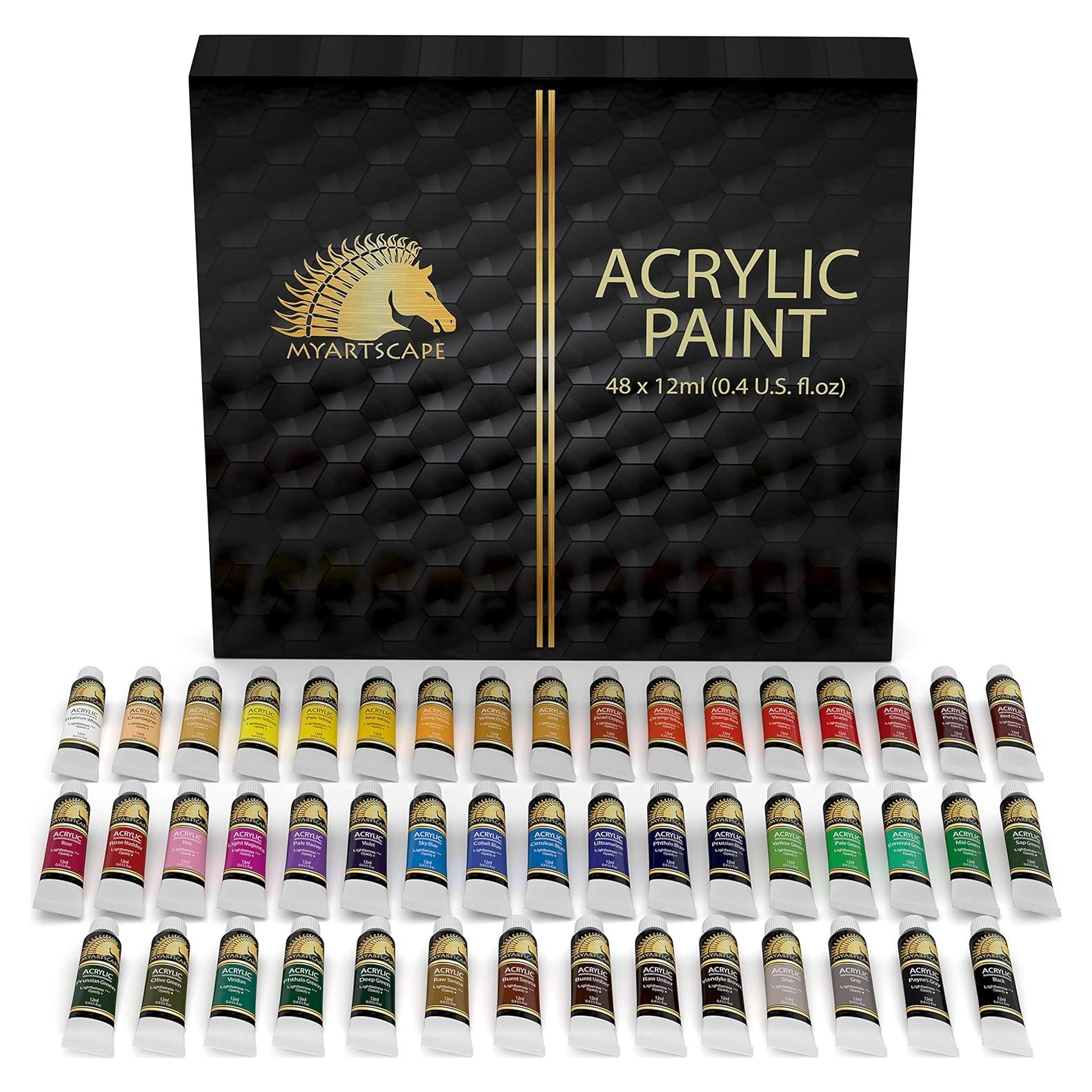 Juego de Pintura Acrílica MyArtscape - 48 Tubos 12ml - No Tóxica